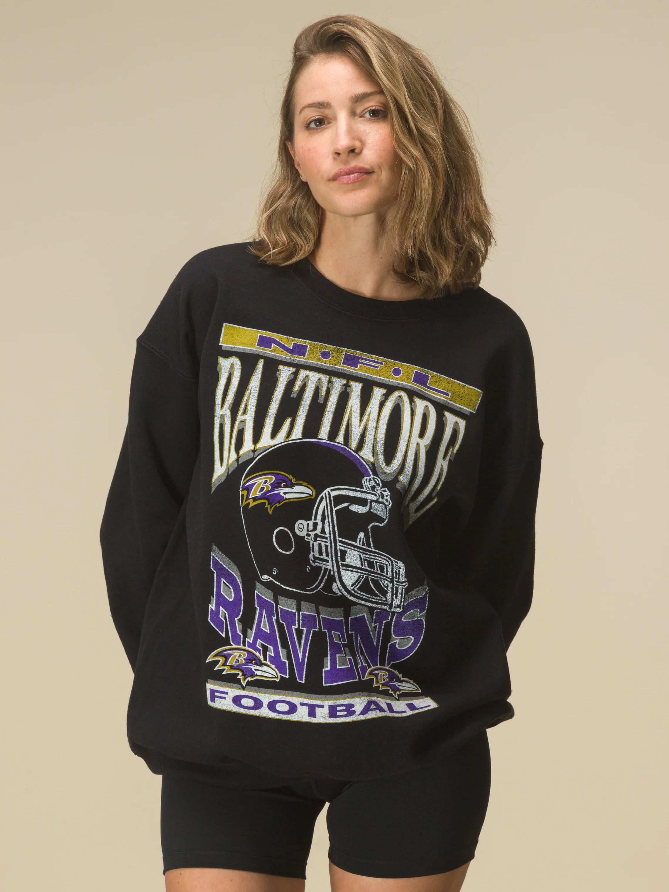 Baltimore Ravens Helmet Flea Market Crew Fleece - Image 3