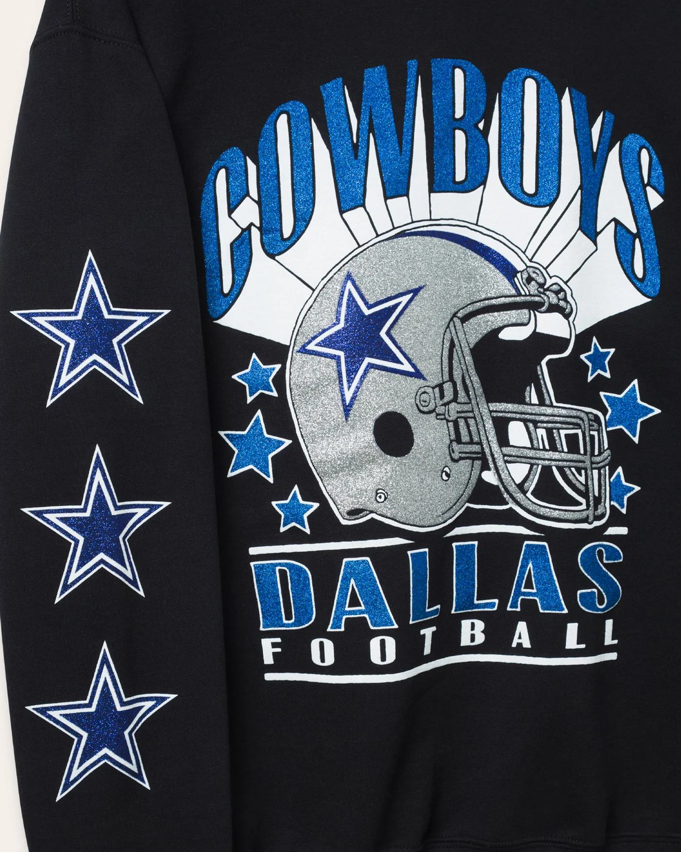 Dallas Cowboys Glitter Helmet Flea Market Crew Fleece - Image 5