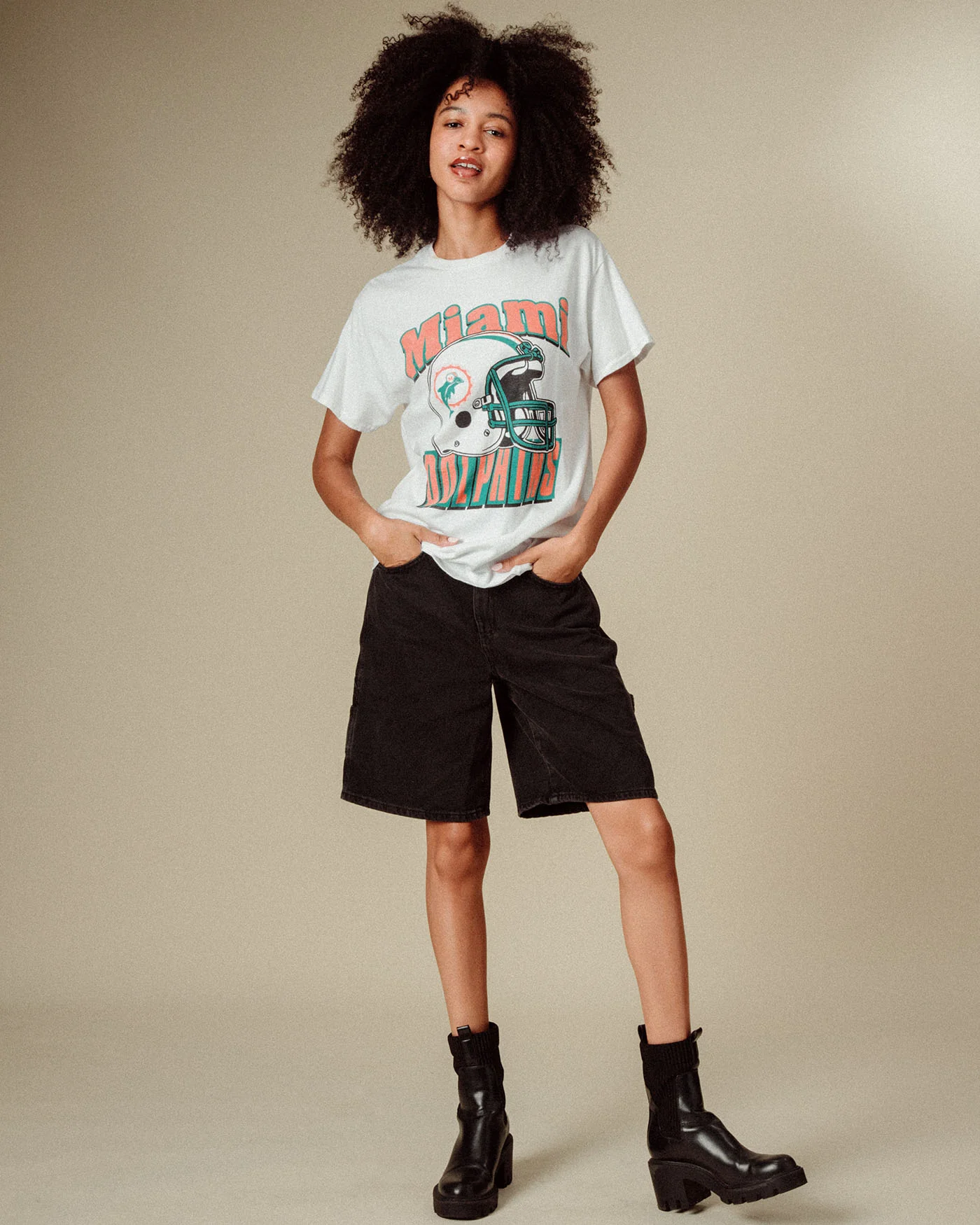 Miami Dolphins Throwback Helmet Flea Market Tee - Image 3