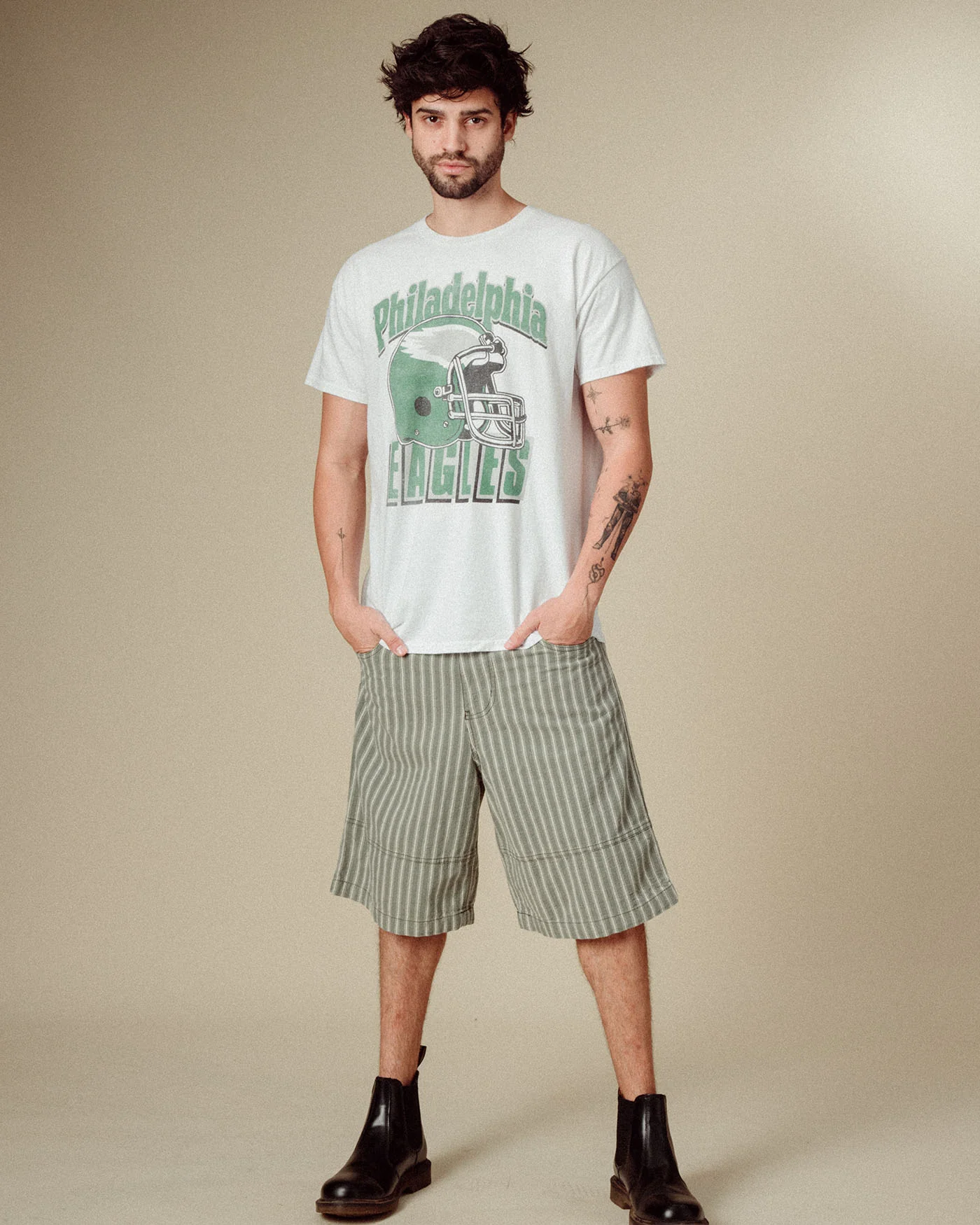 Philadelphia Eagles Throwback Helmet Flea Market Tee - Image 2
