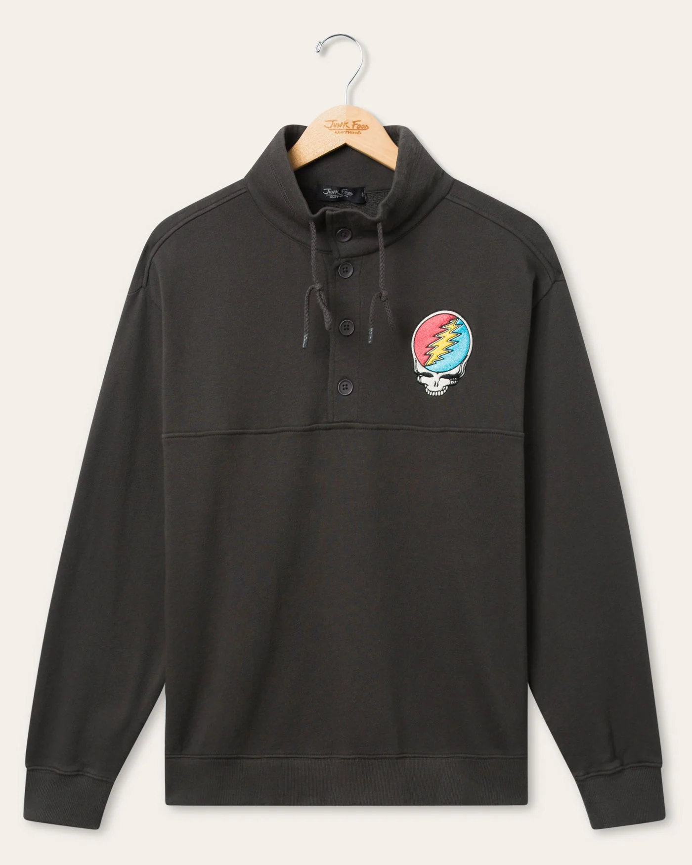 Grateful Dead Embroidered Mock Neck Button Up Fleece