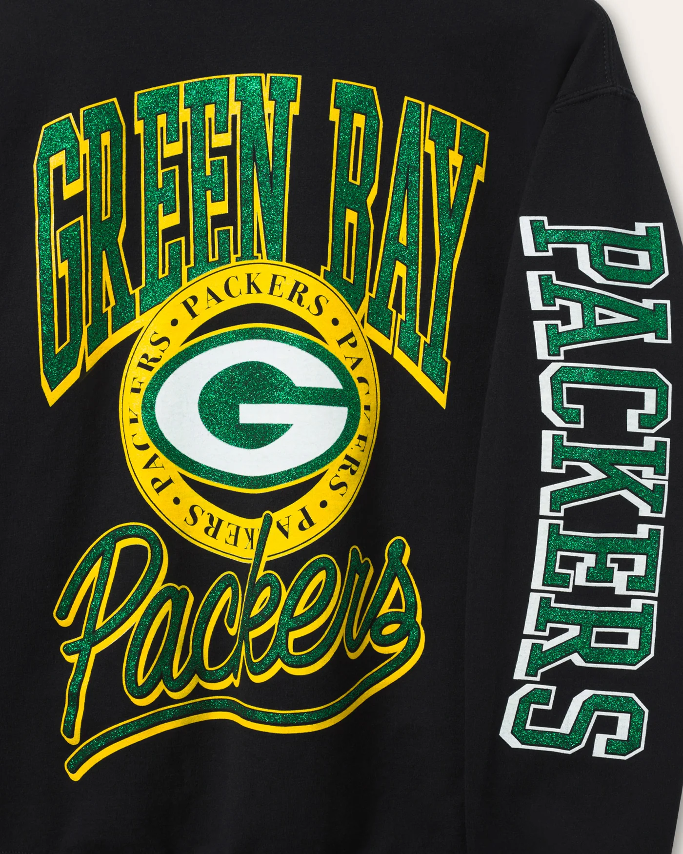 Green Bay Packers Glitter Flea Market Crew Fleece - Image 3