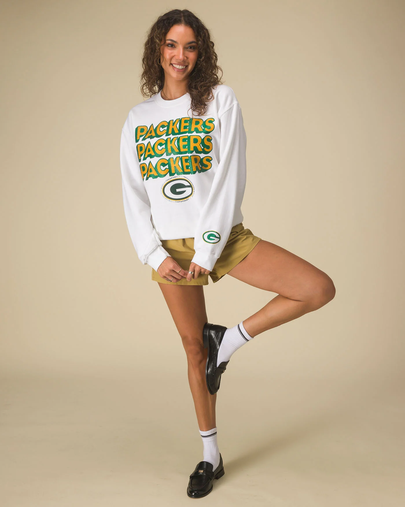 Green Bay Packers Repeat Bling Flea Market Crew Fleece - Image 3