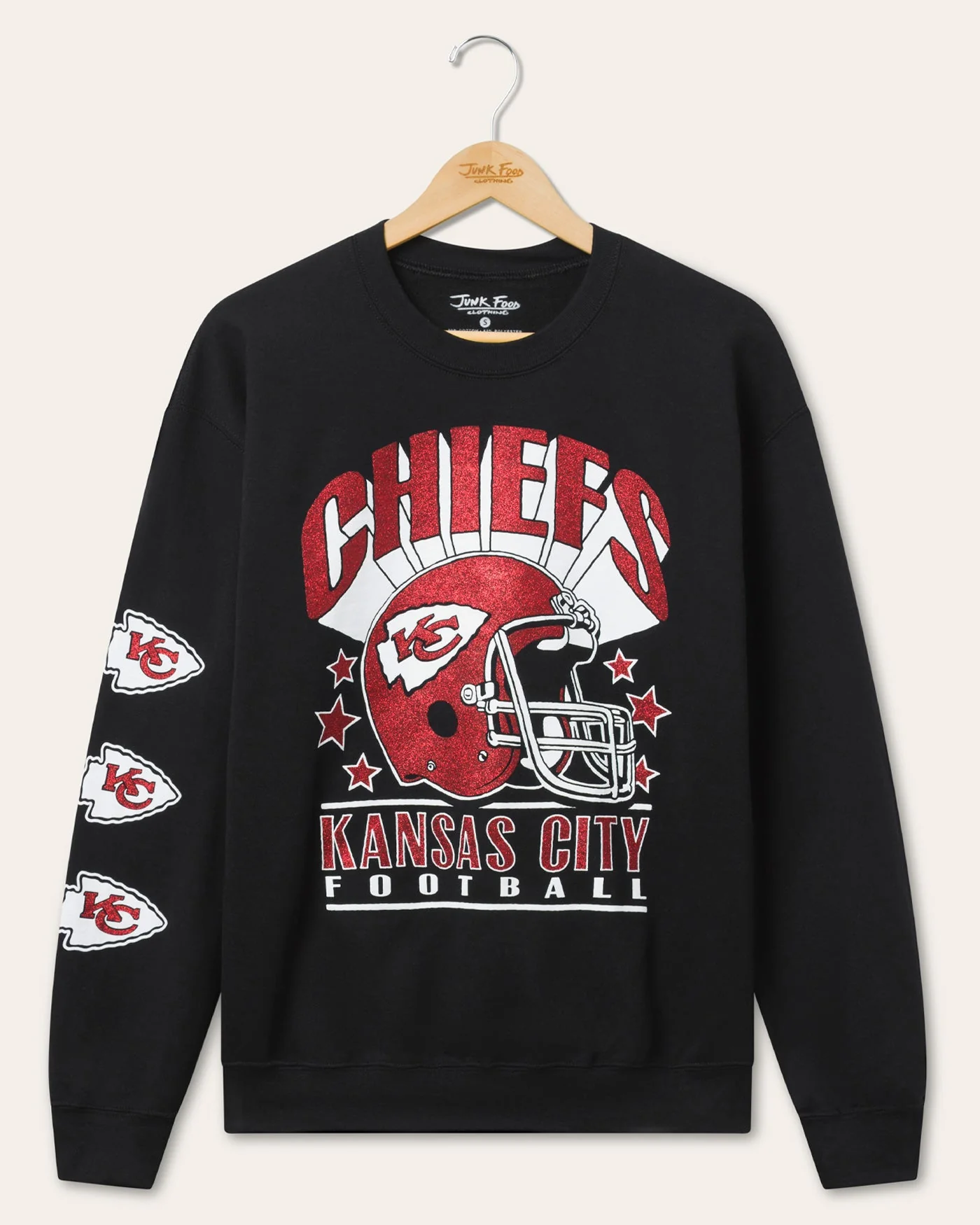 Kansas City Chiefs Glitter Helmet Flea Market Crew Fleece