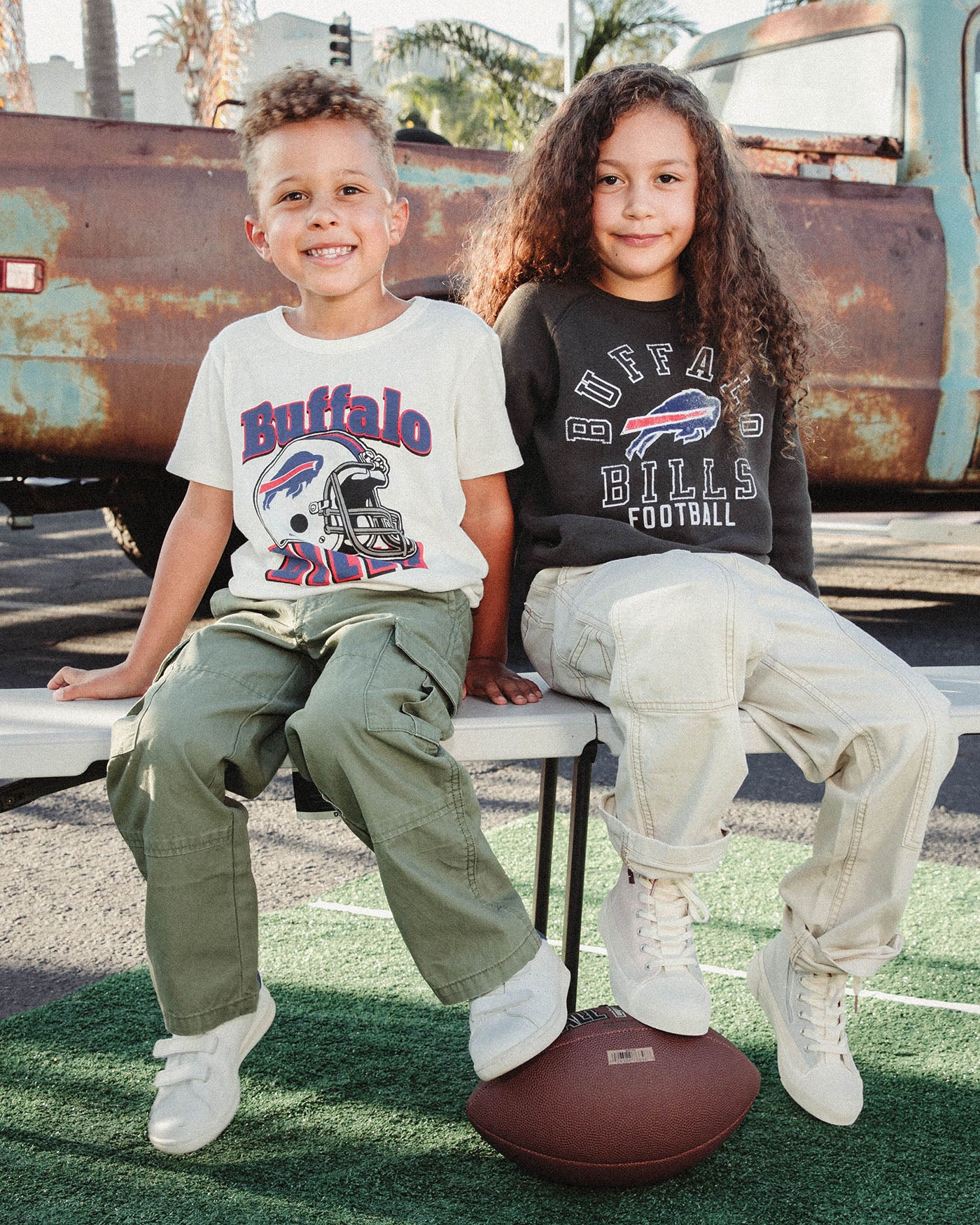 Kids Buffalo Bills Flocked Raglan Crew Fleece - Image 3