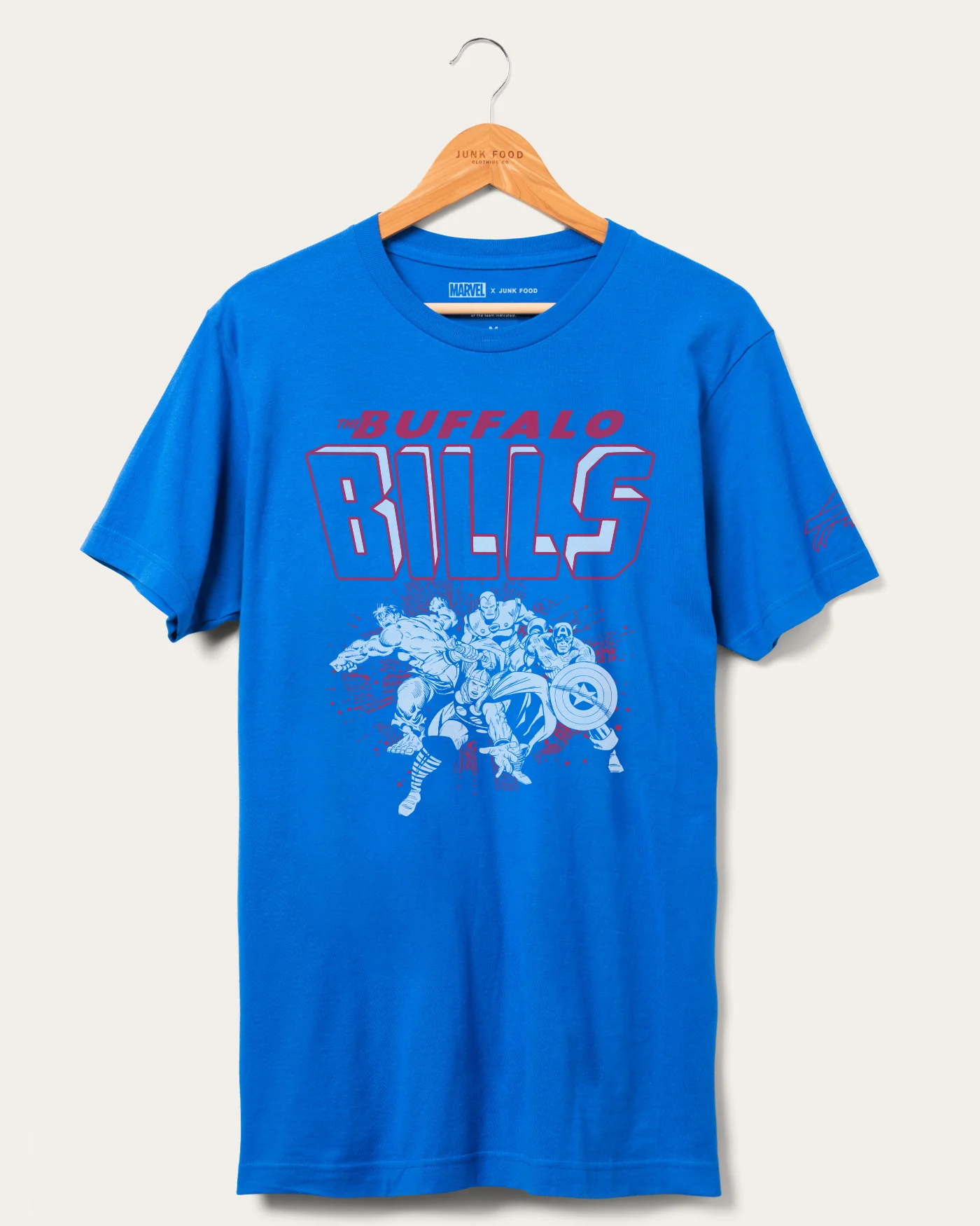 Marvel x Junk Food x NFL Avengers Team Bills Tee