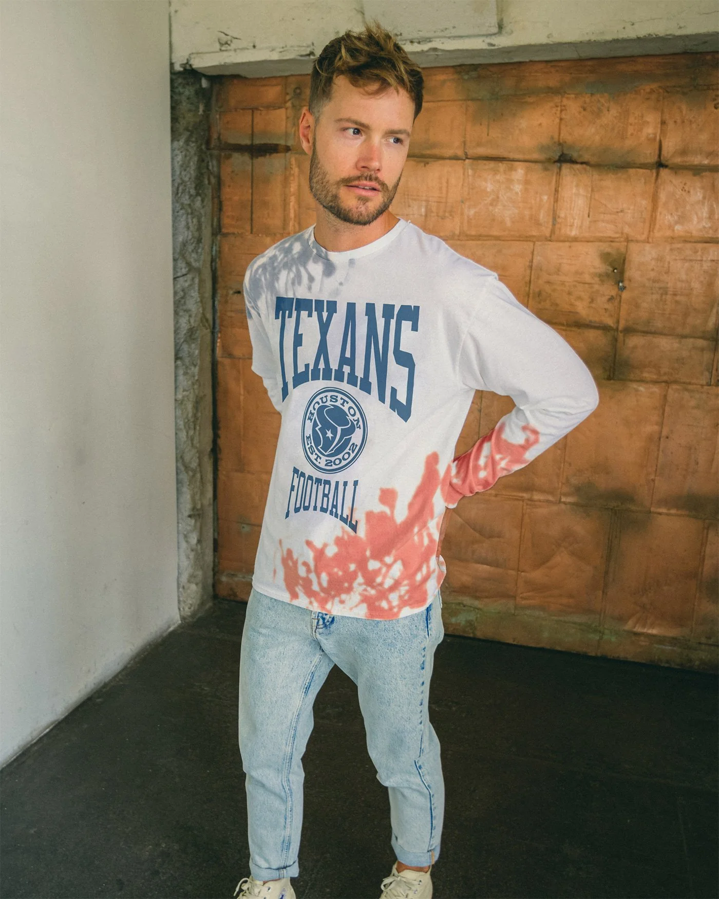 NFL Houston Texans Tie Dye Long Sleeve Flea Market Tee - Image 2