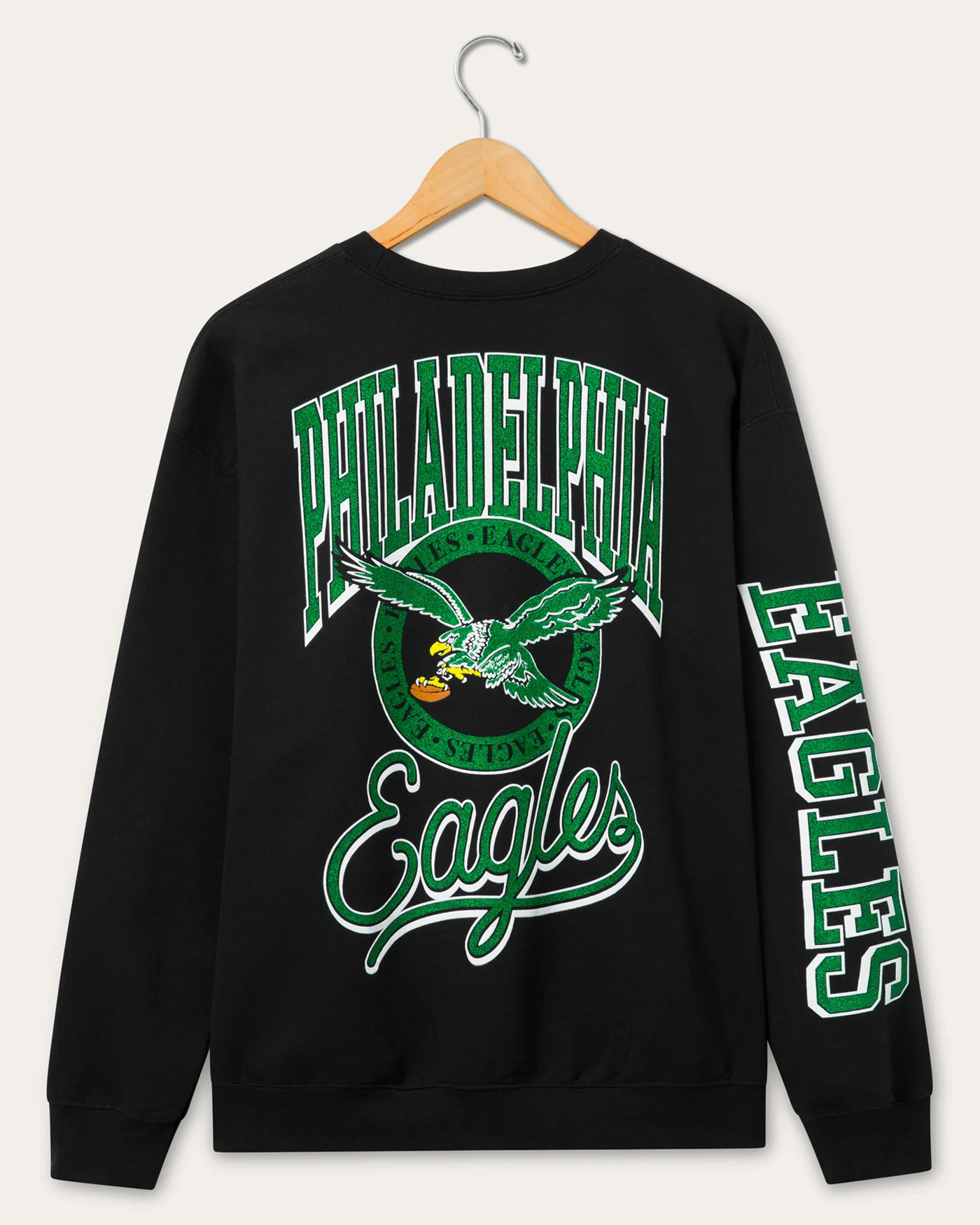 Philadelphia Eagles Glitter Flea Market Crew Fleece - Image 2