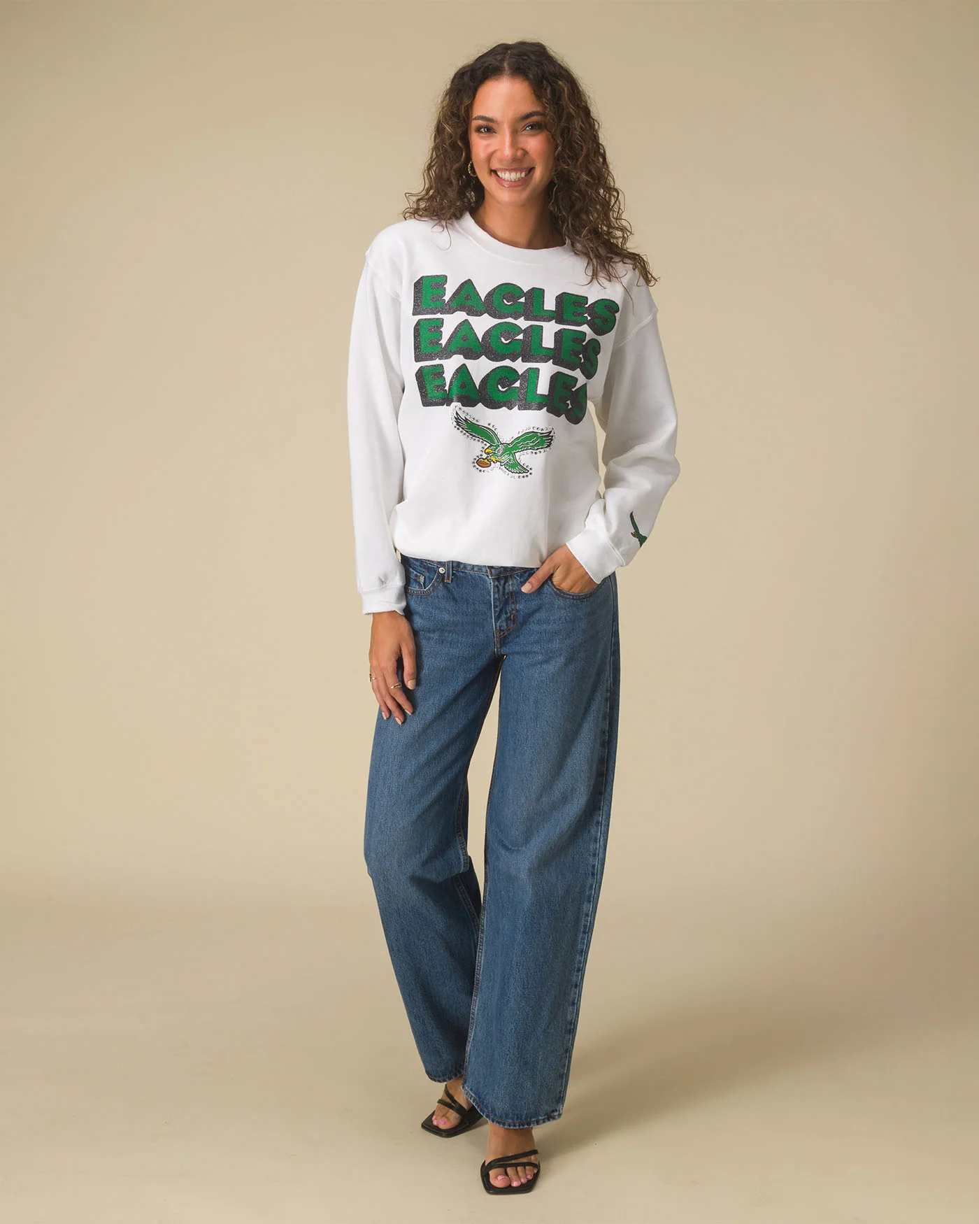 Philadelphia Eagles Repeat Bling Flea Market Crew Fleece - Image 3