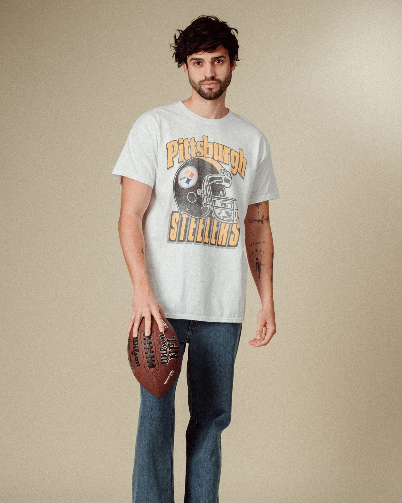 Pittsburgh Steelers Throwback Helmet Flea Market Tee - Image 2
