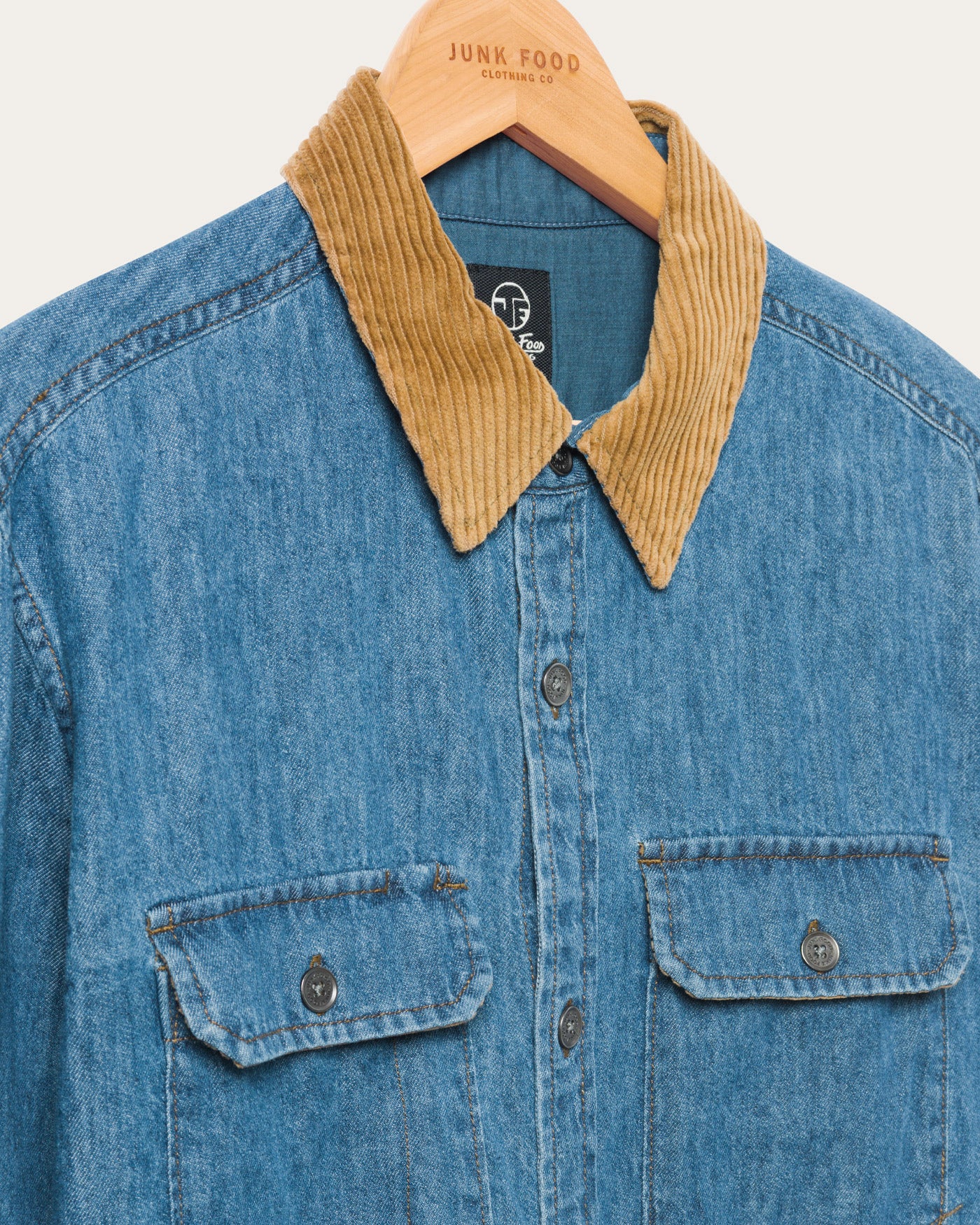 Unisex Hemp Denim Corded Collar Work Shirt - Image 6