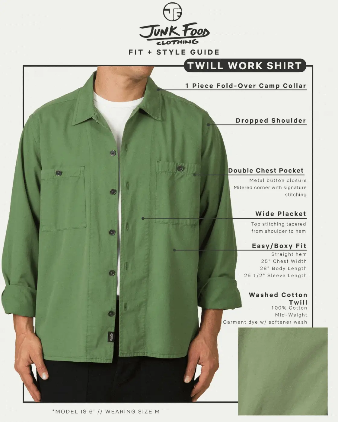 Unisex Washed Twill Work Shirt - Image 7