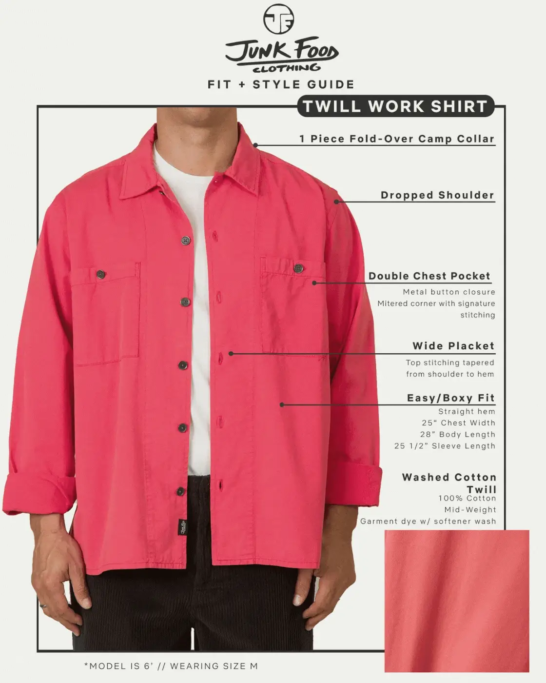 Unisex Washed Twill Work Shirt - Image 7