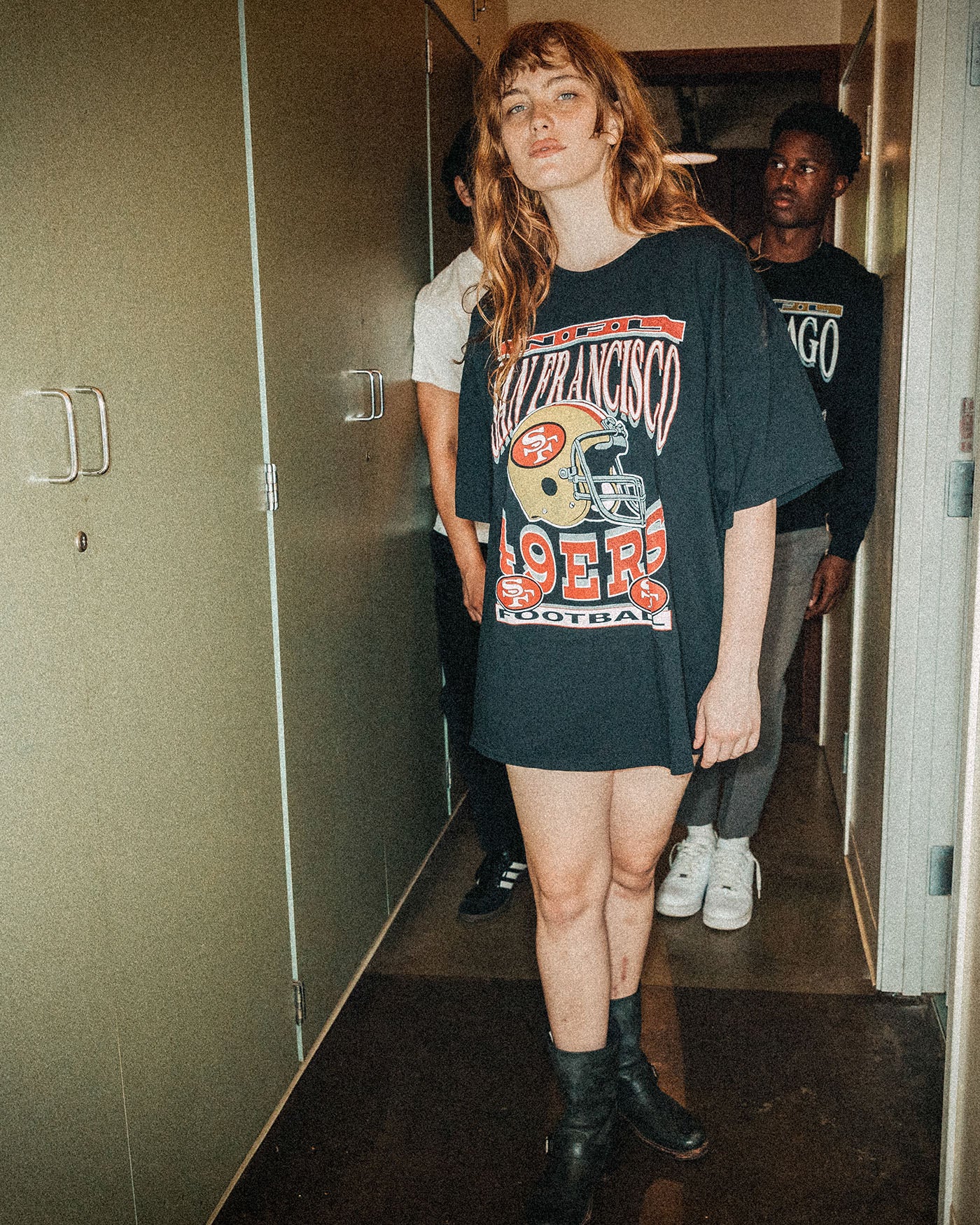 Women's San Francisco 49ers Helmet Oversized Tee Dress - Image 2