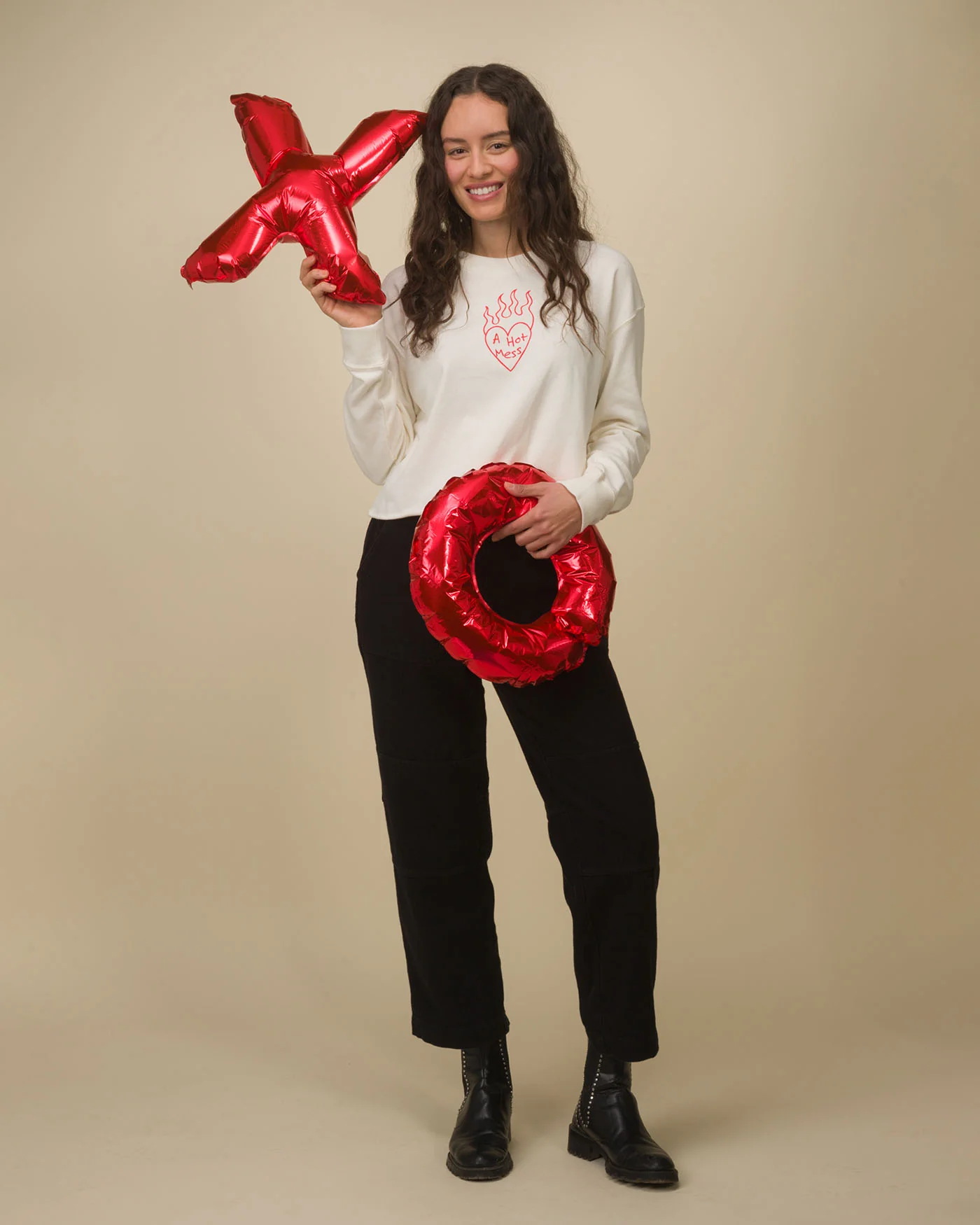 Women's A Hot Mess Cropped Crew Fleece - Image 3