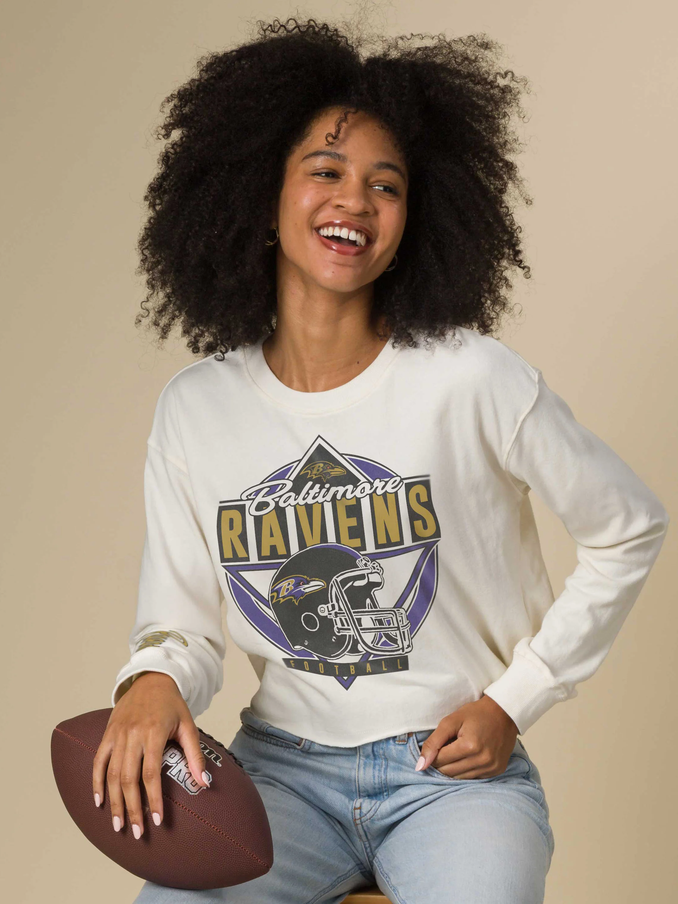 Women's Baltimore Ravens Helmet Crop Fleece - Image 3