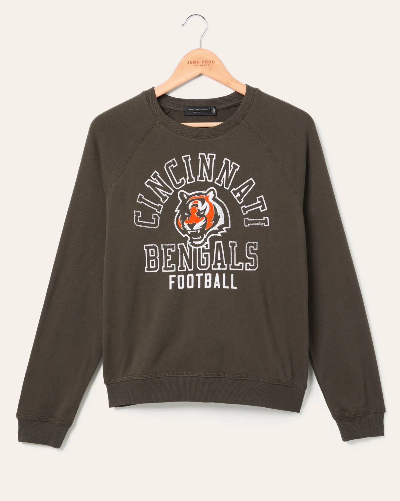 Women's Cincinnati Bengals Flocked Raglan Crew Fleece