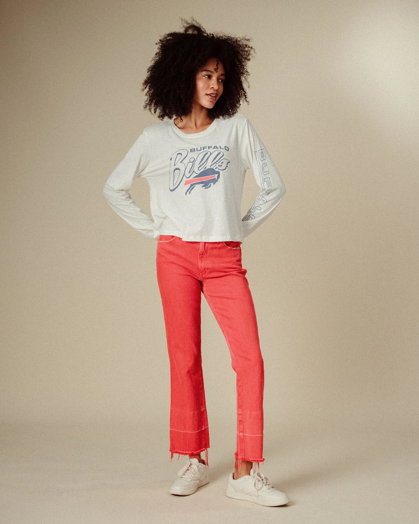 Women's Buffalo Bills Touchdown Long Sleeve Crop Tee - Image 2