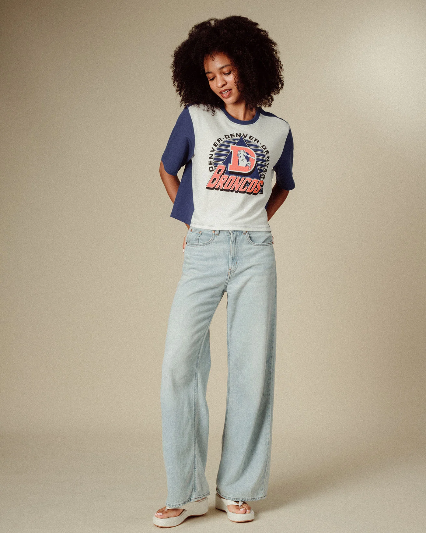 Women's Denver Broncos Color Block Crop Tee - Image 2