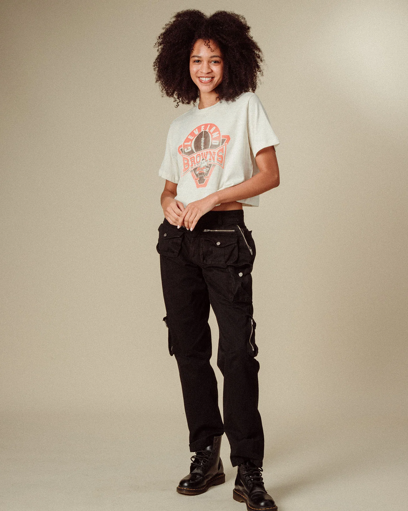 Women's Browns Mock Neck Crop Tee - Image 2