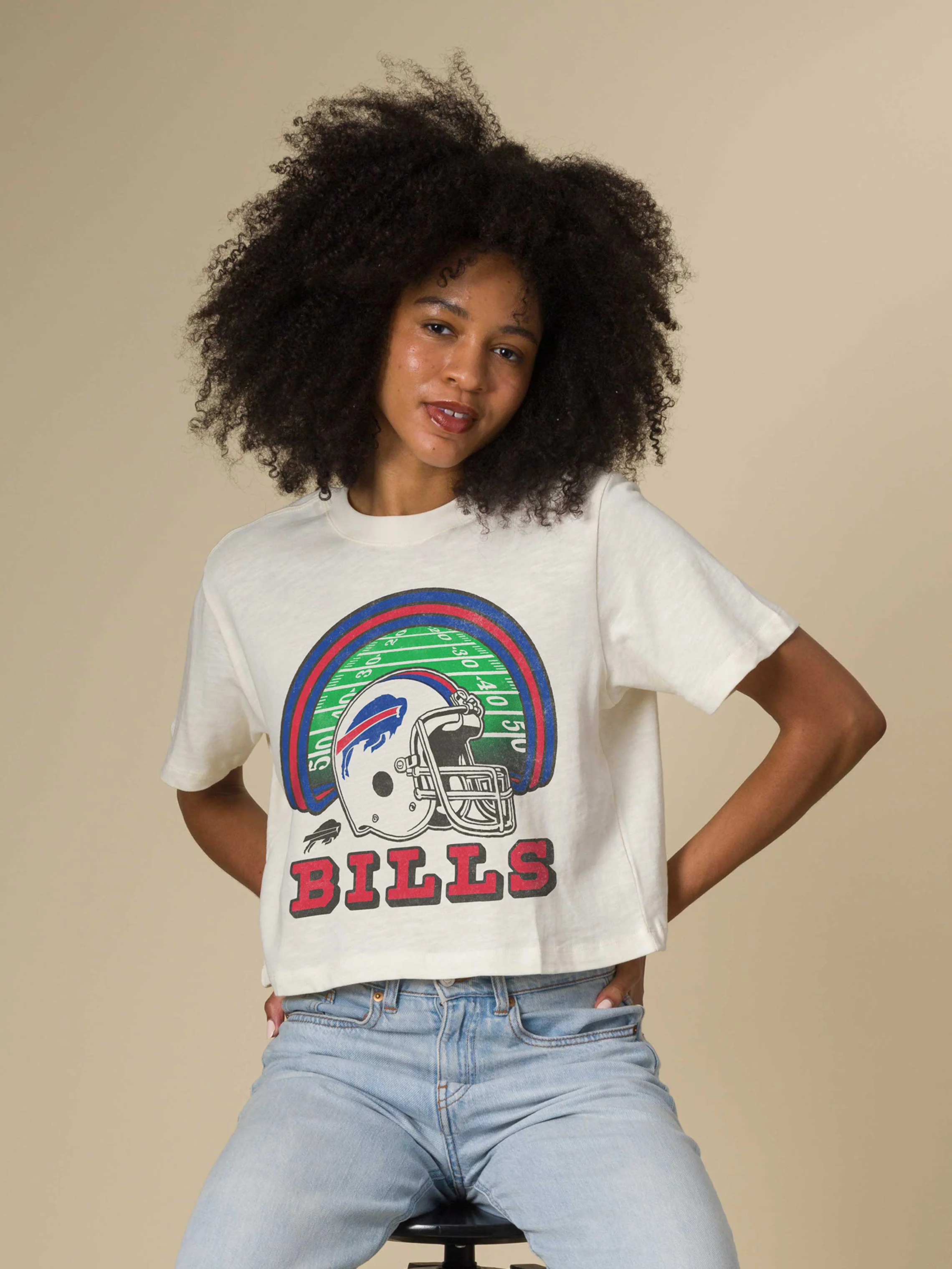 Women's Buffalo Bills Game Time Mock Neck Crop Tee - Image 2
