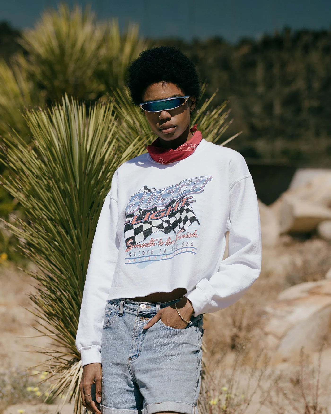 Women's Busch Light Cropped Flea Market Fleece - Image 3
