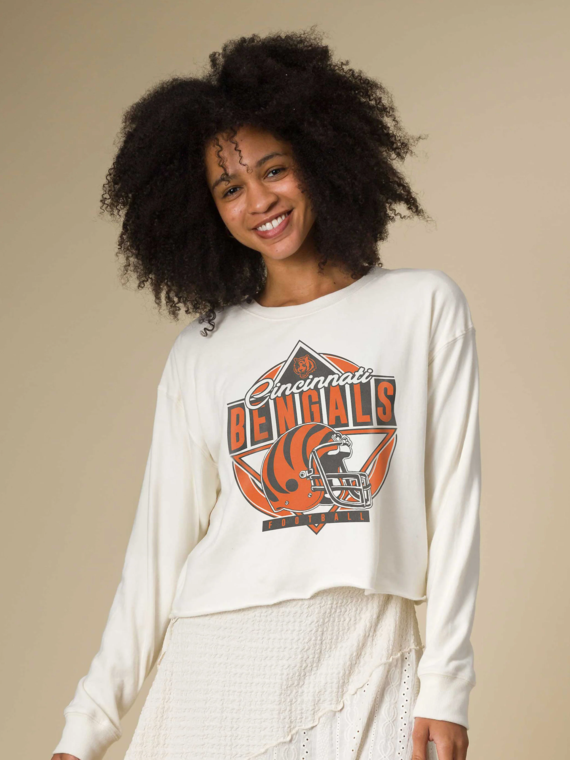 Women's Cincinnati Bengals Helmet Crop Fleece - Image 3
