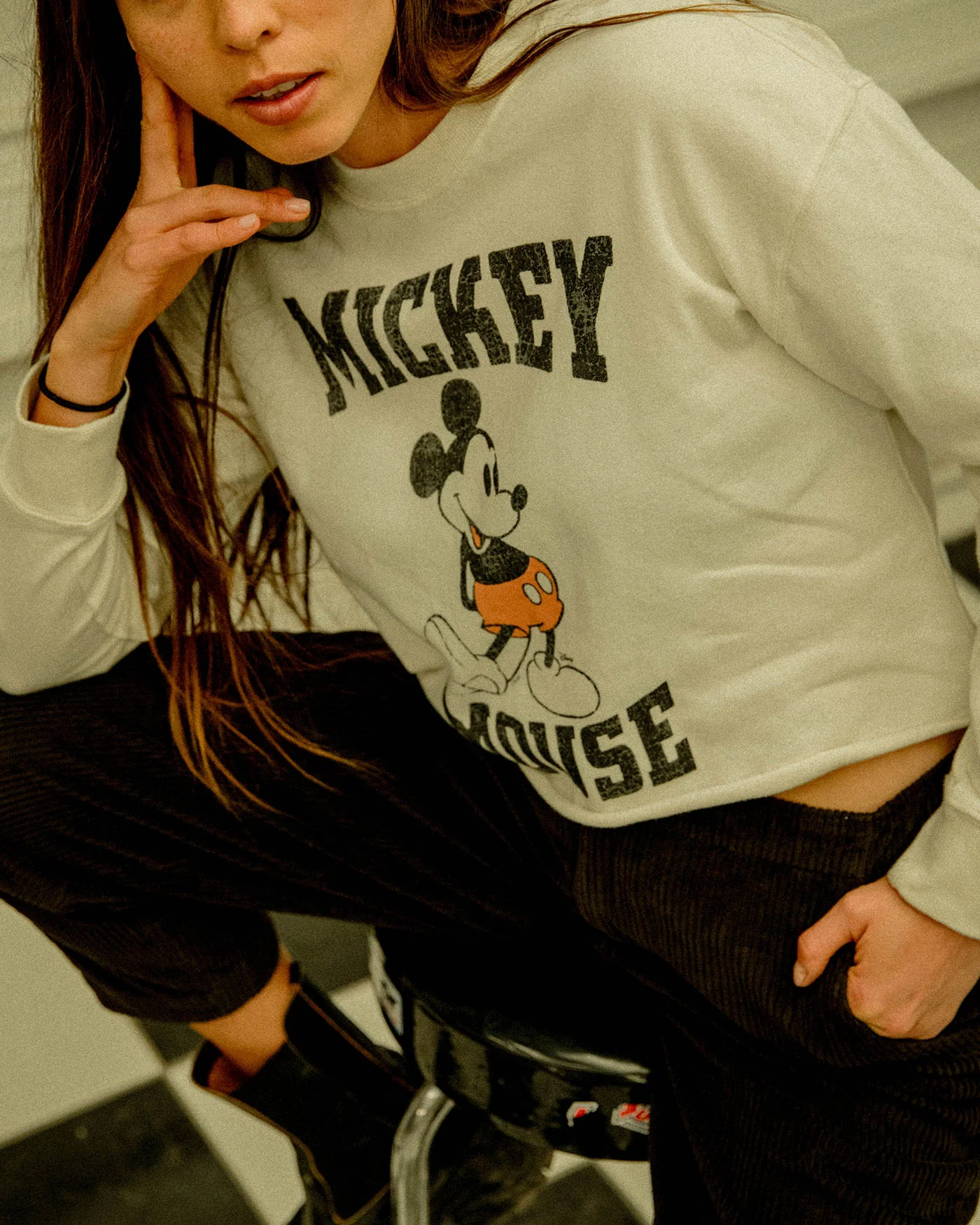 Women's Classic Mickey Cropped Fleece - Image 3
