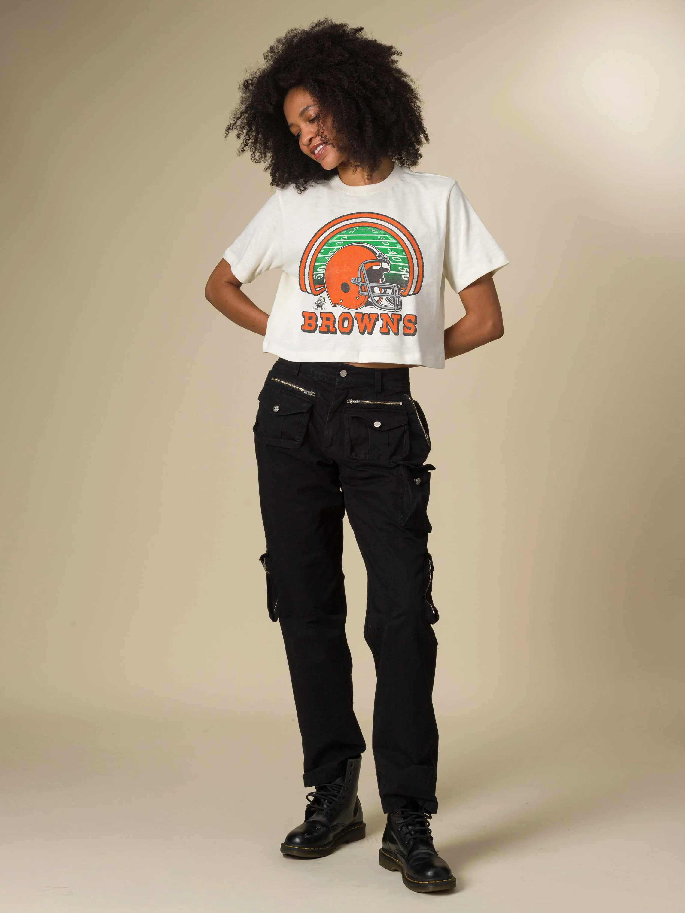 Women's Cleveland Browns Game Time Mock Neck Crop Tee - Image 3
