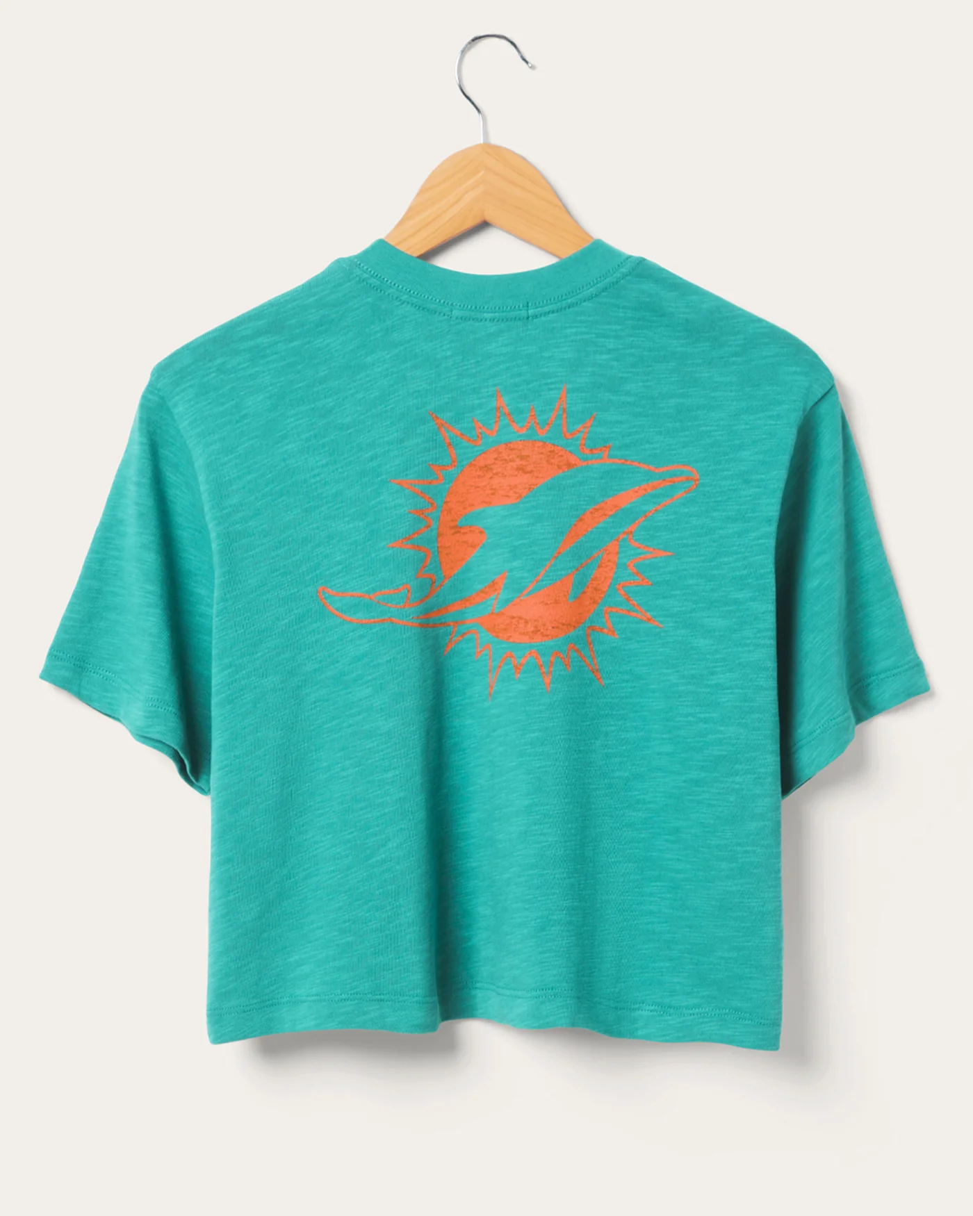 Women's Miami Dolphins Dual Threat Mock Neck Crop Tee - Image 4