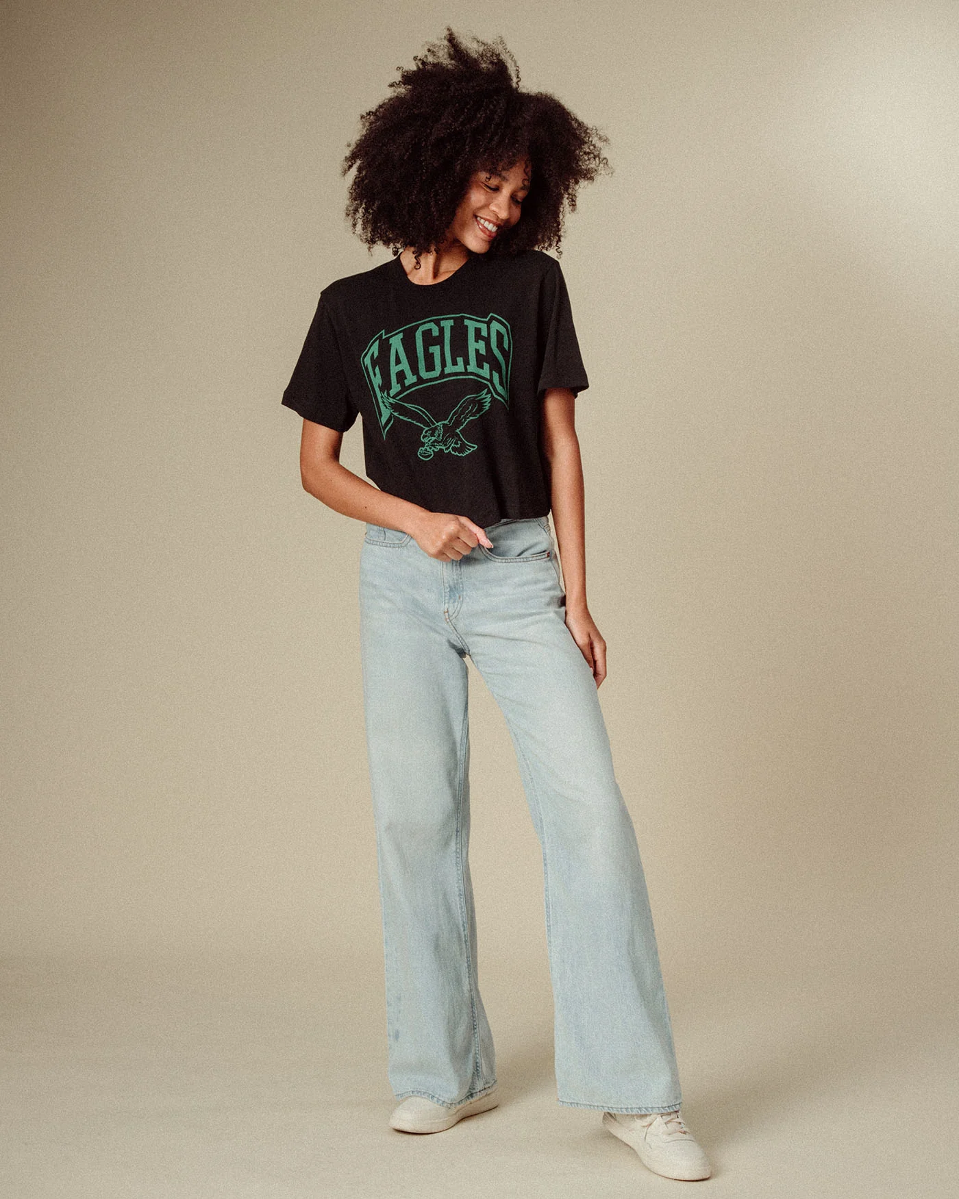 Women's Philadelphia Eagles Blitz Mock Neck Crop Tee - Image 2
