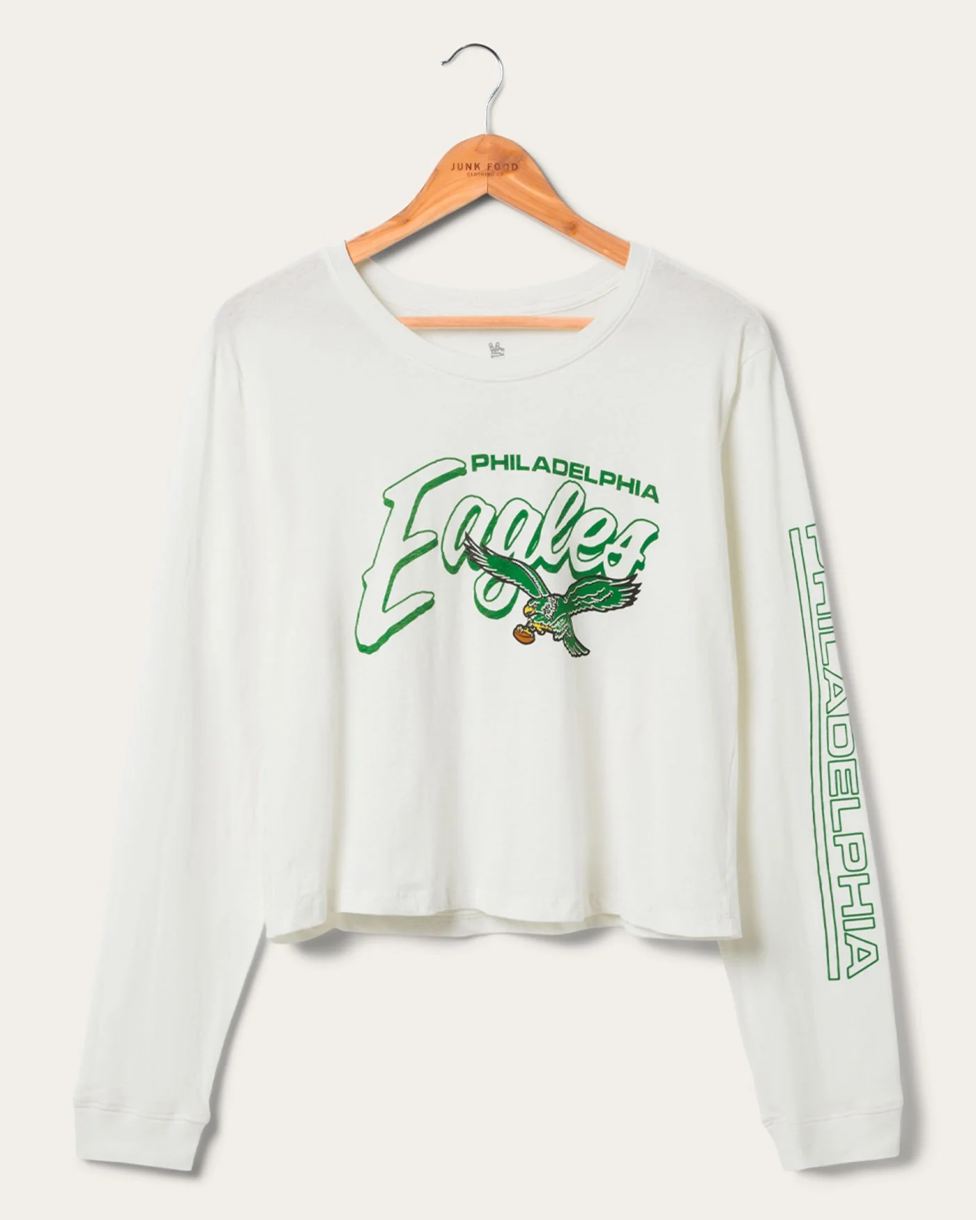 Women's Philadelphia Eagles Touchdown Long Sleeve Cropped Tee