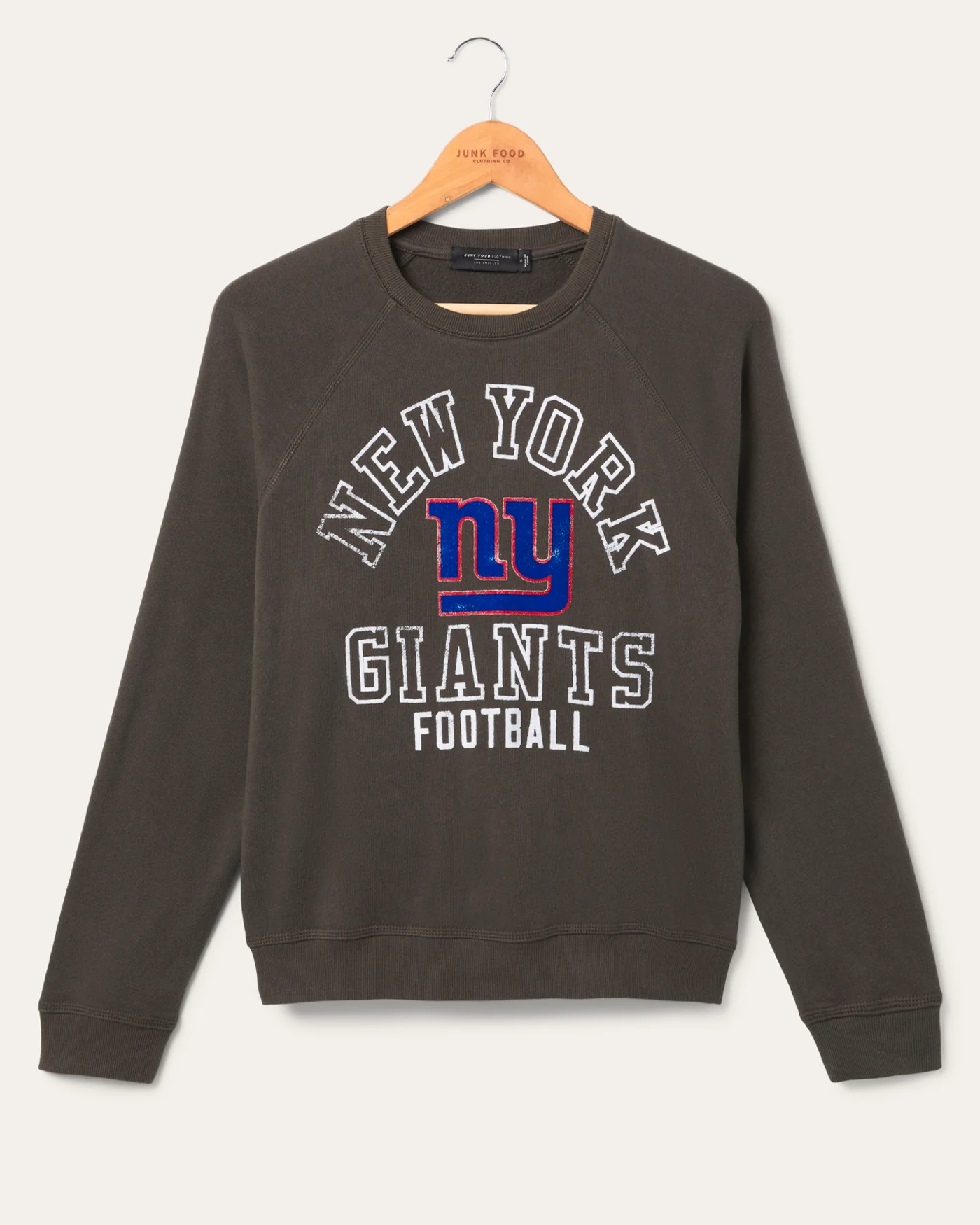Women's New York Giants Flocked Raglan Crew Fleece