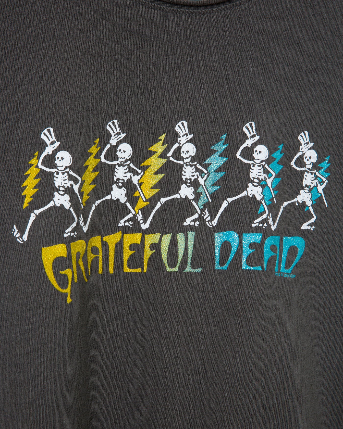 Women's Grateful Dead Dancing Skeletons Vintage Baby Tee - Image 4