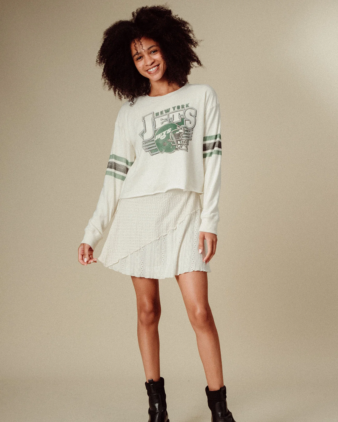 Women's New York Jets Kickoff Crop Crew Fleece - Image 2