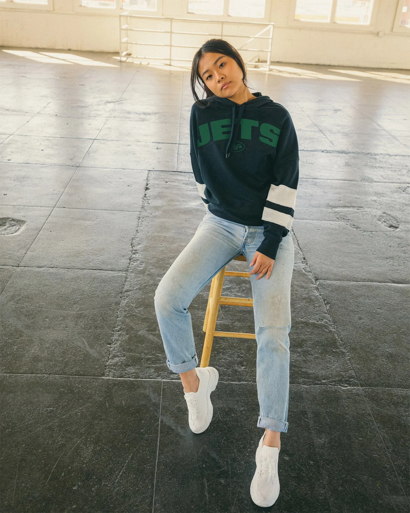 Women's NFL Jets Sideline Striped Fleece - Image 2