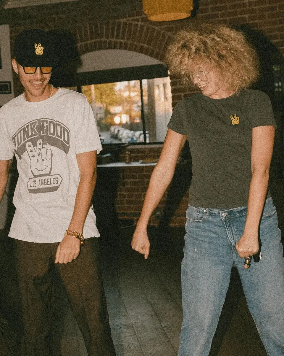 Women’s JF Peace + Smiles Logo Embroidered Original Tee - Image 2
