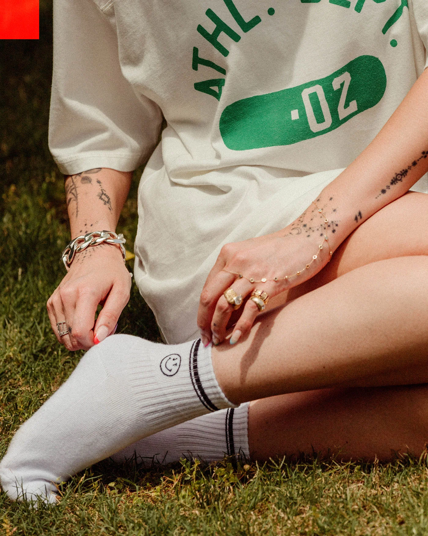 JF Smiley Embroidered Logo Ankle Socks - Image 2