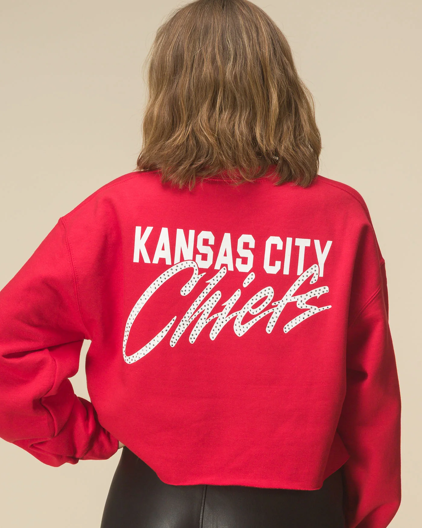 Women's Kansas City Chiefs Bling Flea Market Crop Fleece - Image 2