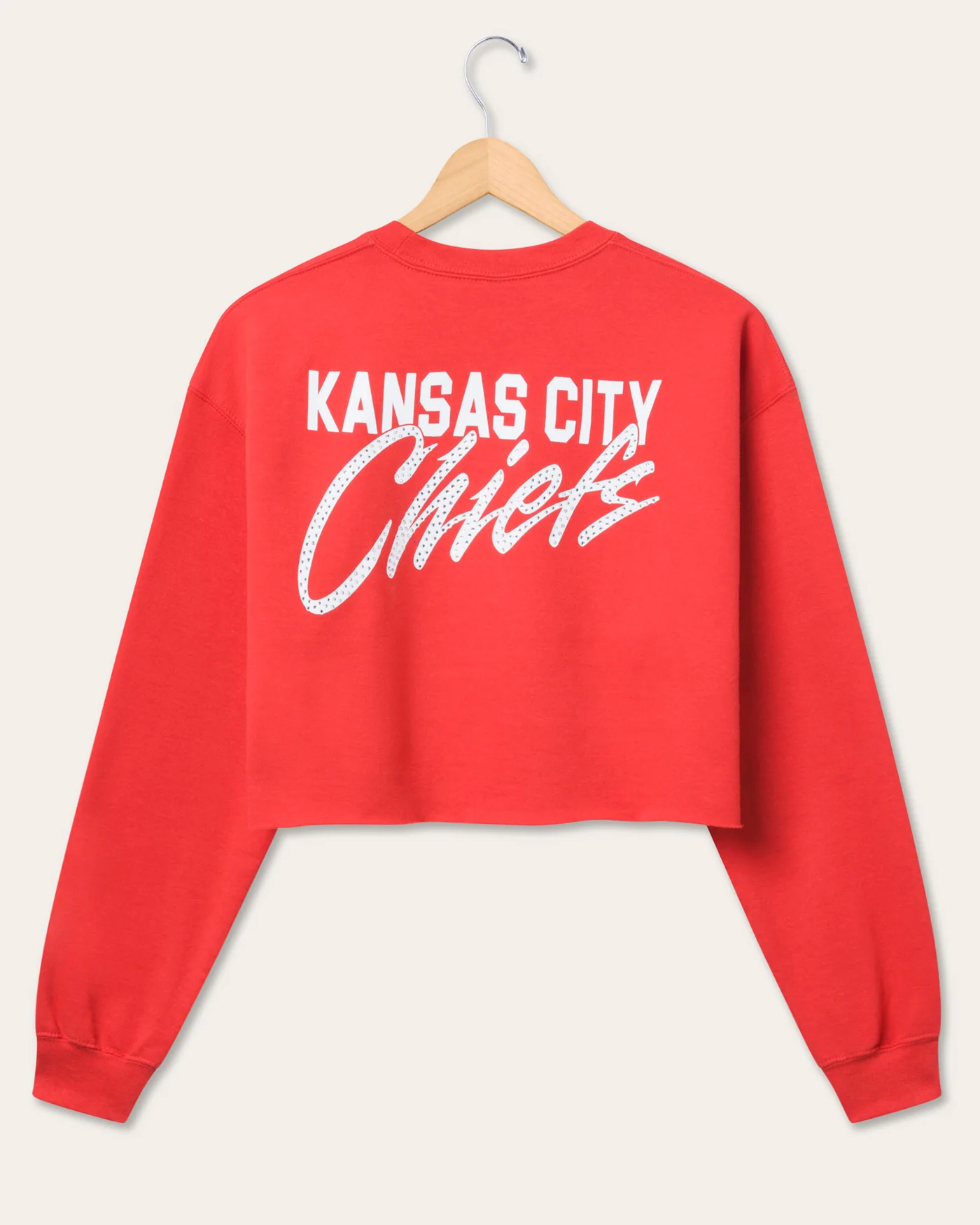 Women's Kansas City Chiefs Bling Flea Market Crop Fleece - Image 4