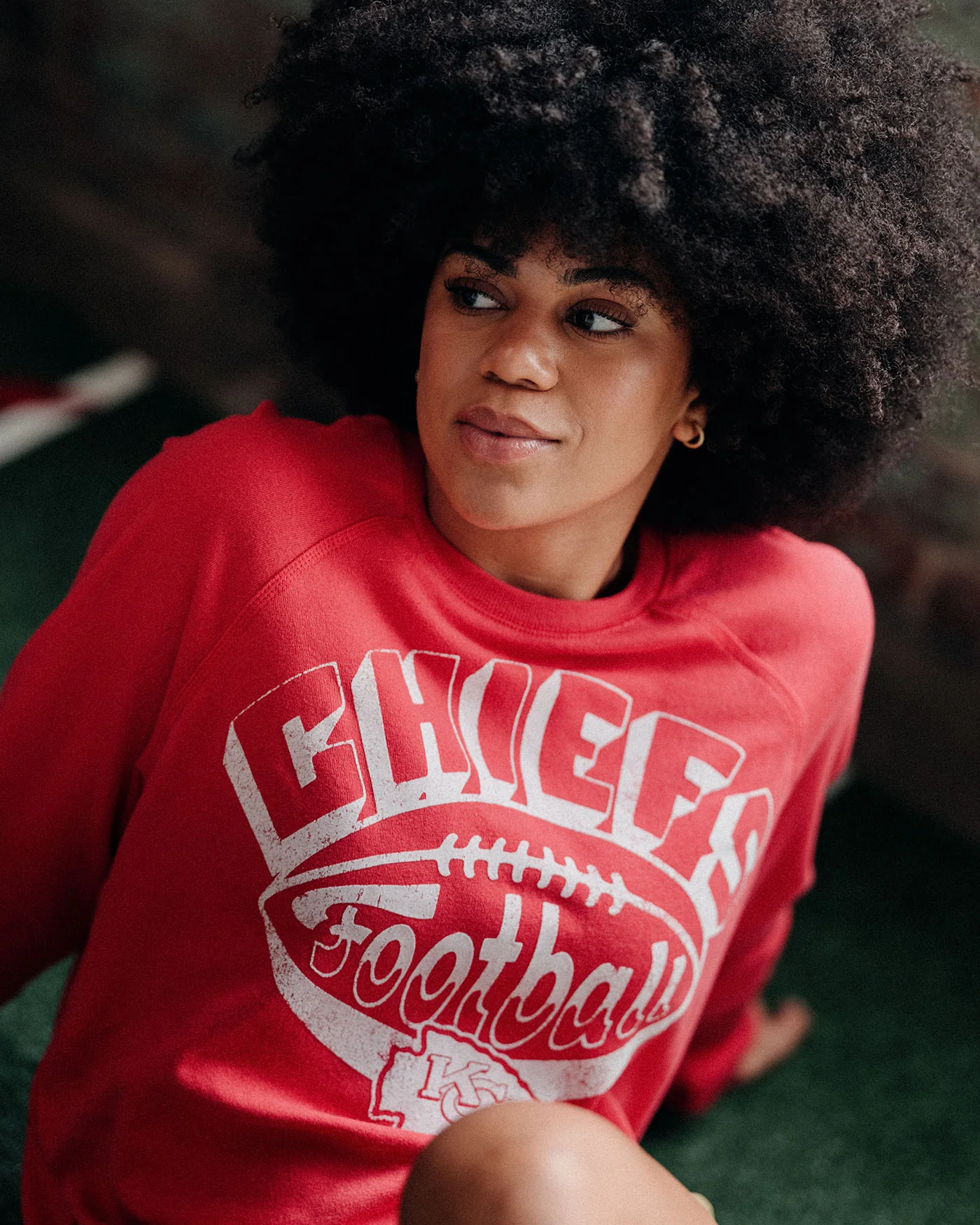 Women's Kansas City Chiefs Football Raglan Crew Fleece - Image 2