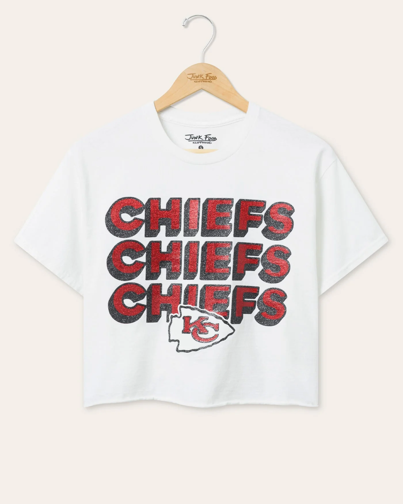 Women's Kansas City Chiefs Repeat Glitter Flea Market Crop Tee