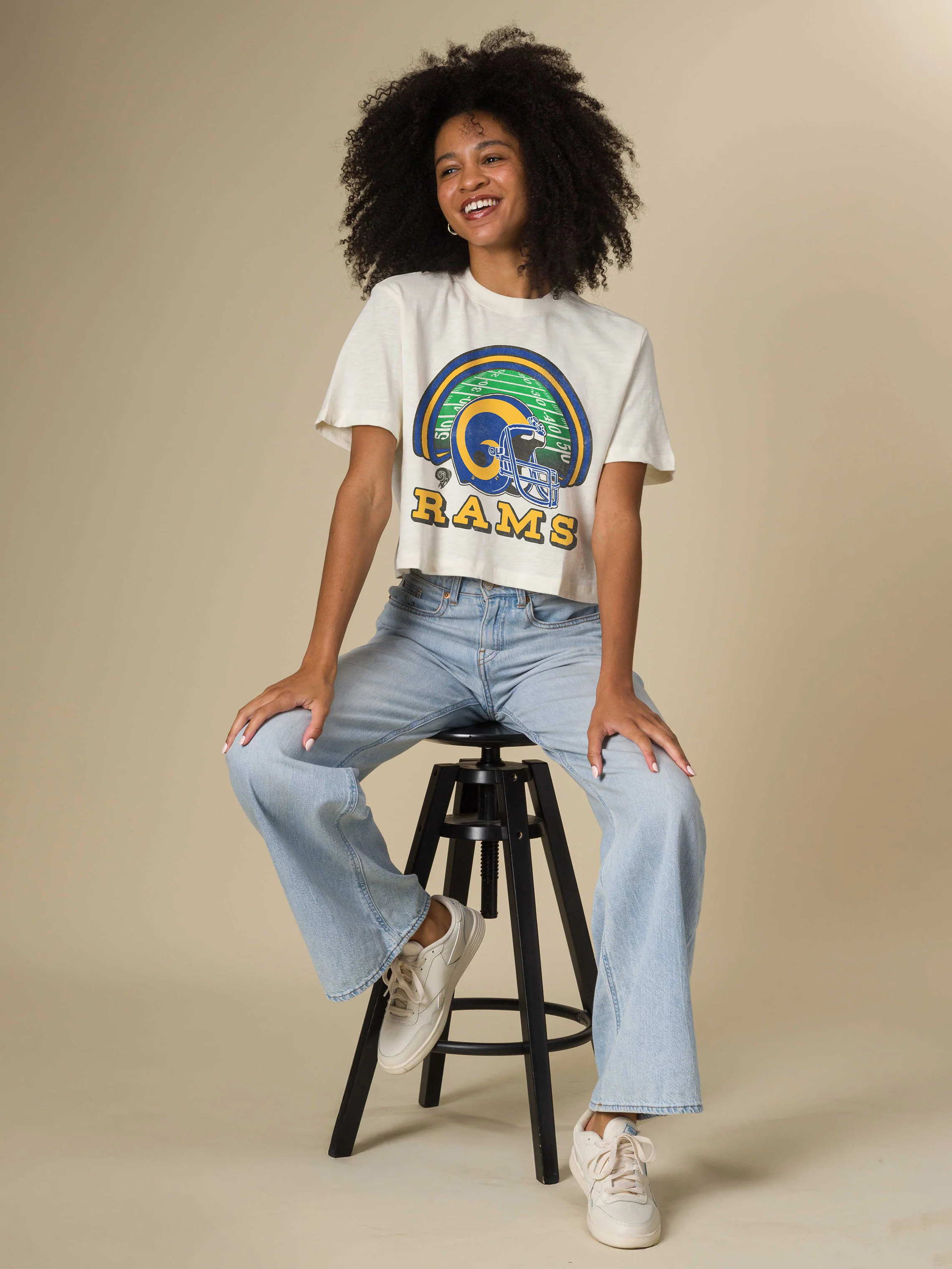 Women's Los Angeles Rams Game Time Mock Neck Crop Tee - Image 2