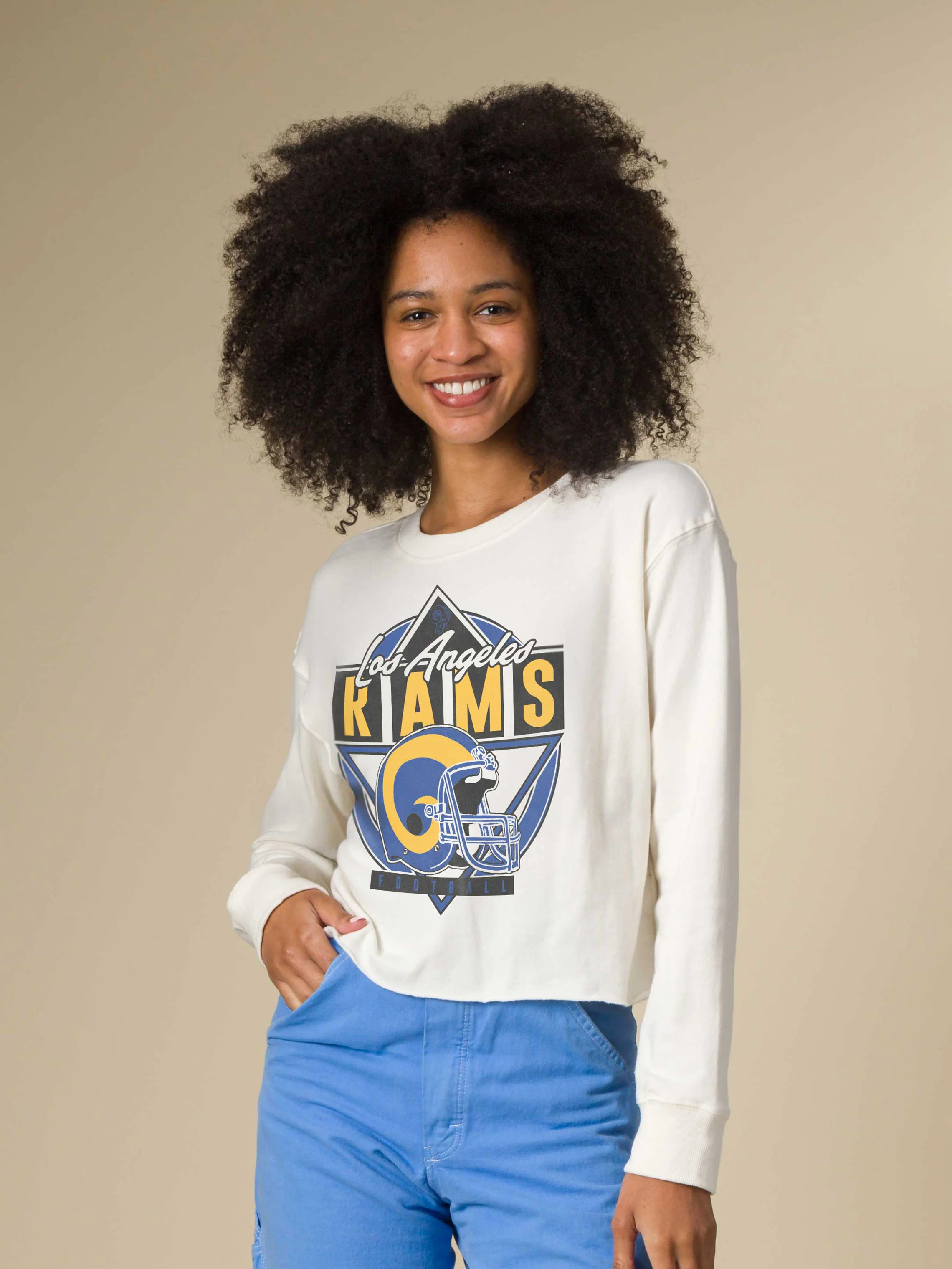 Women's Los Angeles Rams Helmet Crop Fleece - Image 2