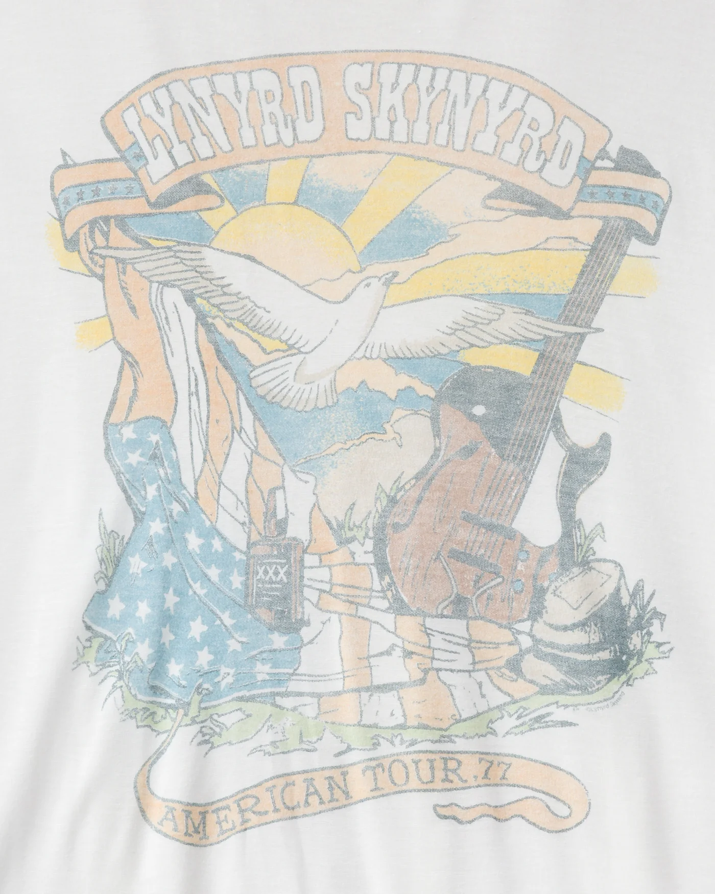 Women's Lynyrd Skynyrd American Tour '77 Vintage Tissue Tee - Image 5