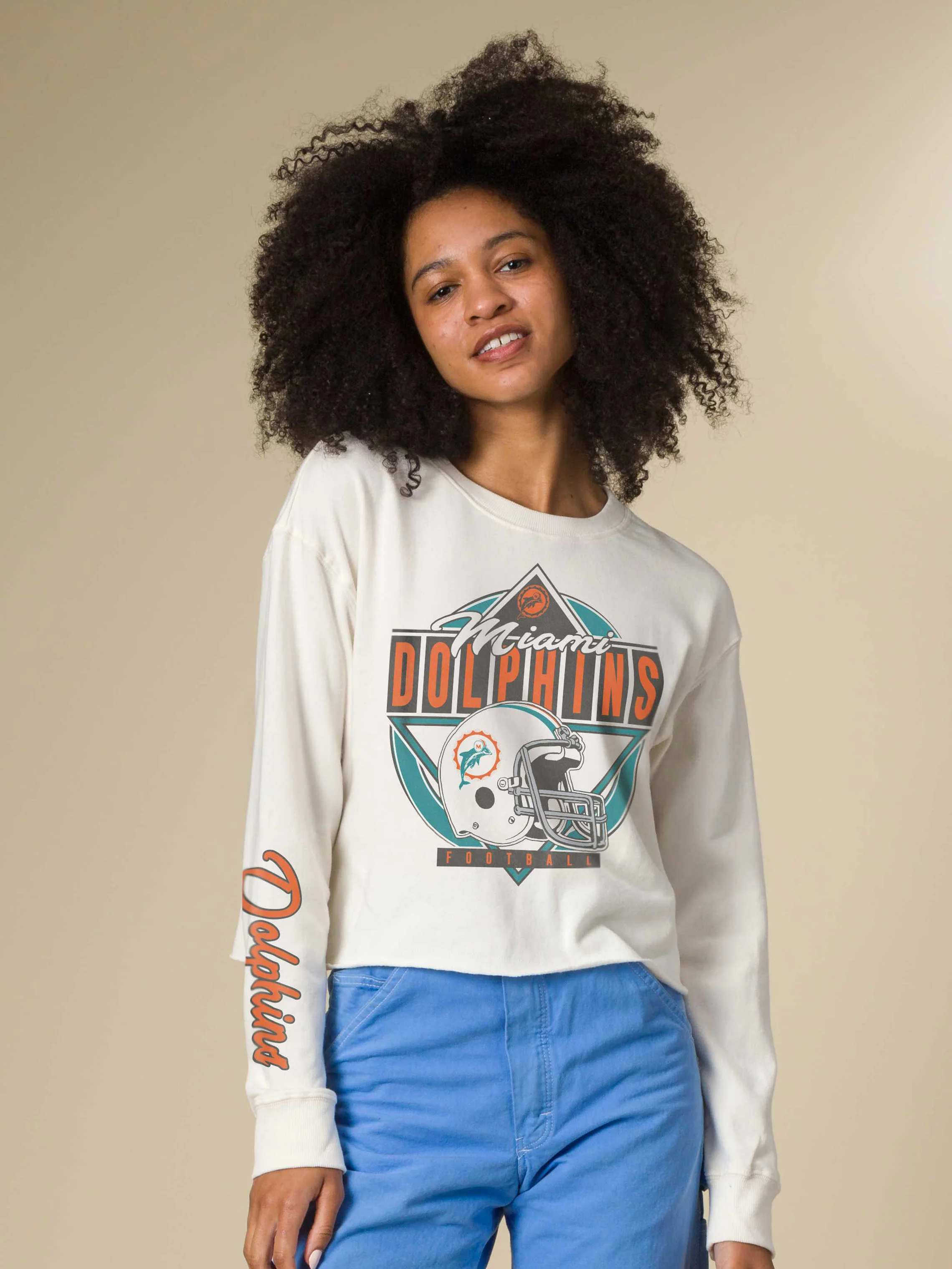Women's Miami Dolphins Helmet Crop Fleece - Image 3