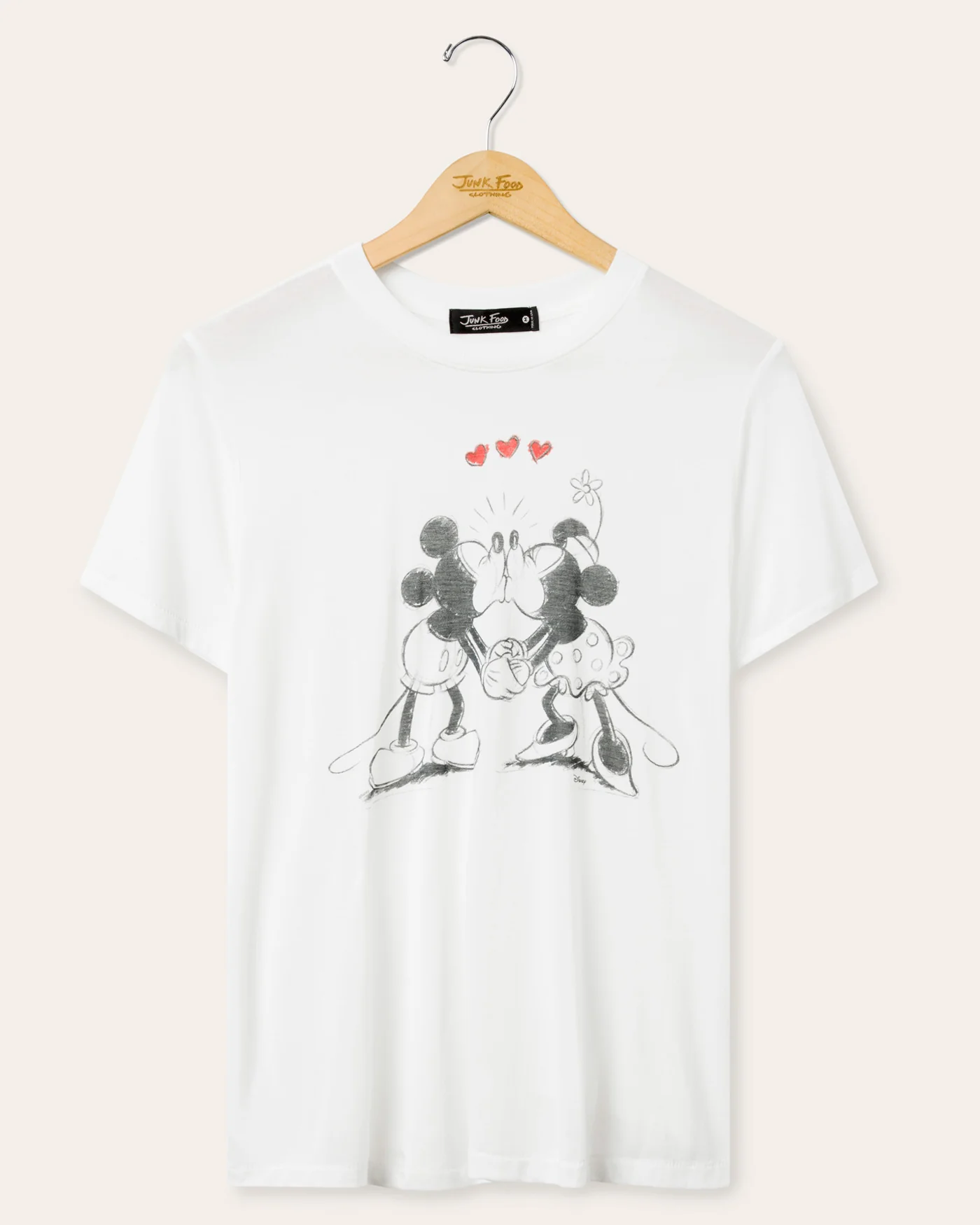 Womens Mickey and Minnie Kiss Vintage Tissue Tee