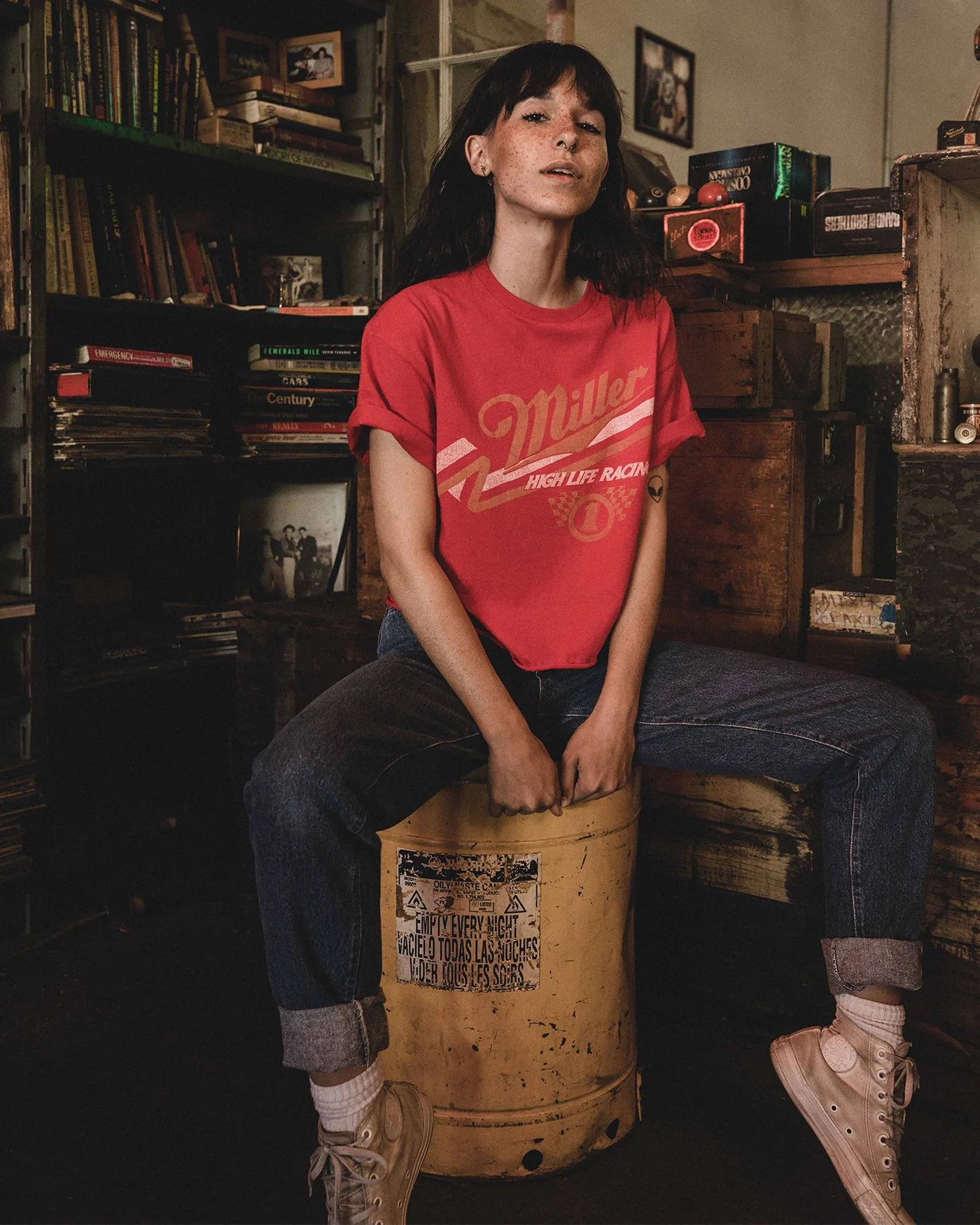 Women's Miller High Life Racing Logo Cropped Flea Market Tee - Image 3