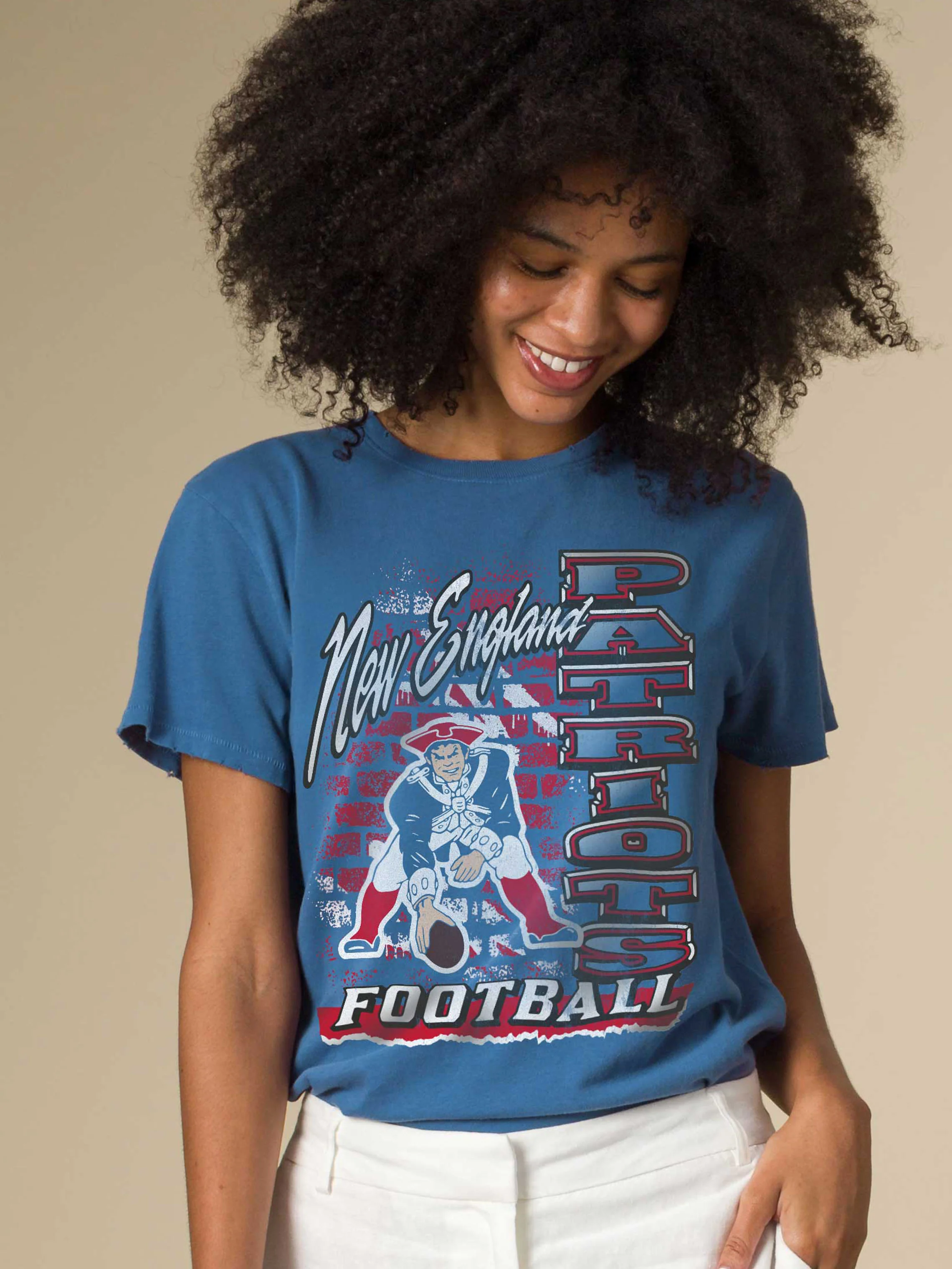 Women's New England Patriots Brick Vintage Tee - Image 3