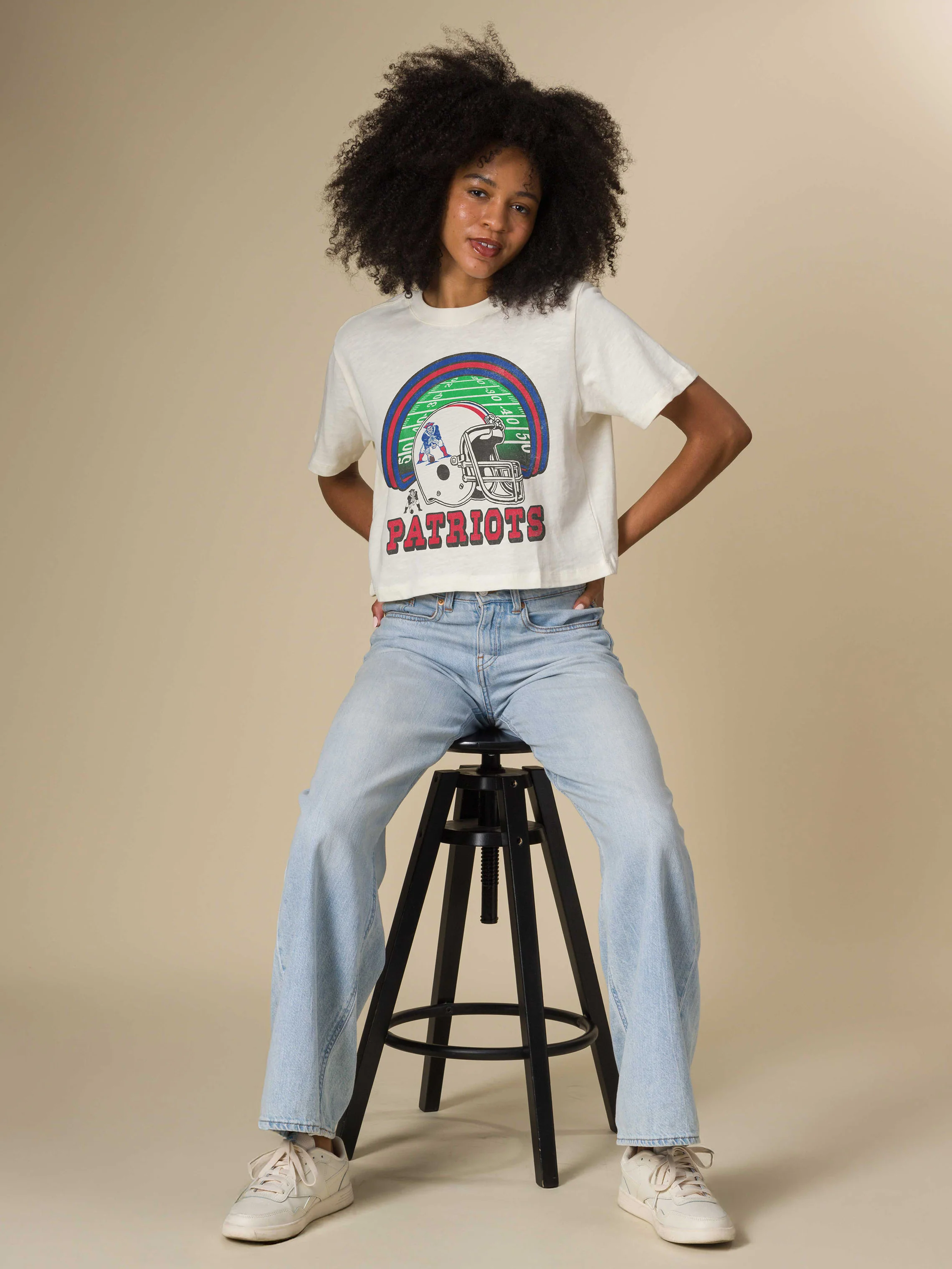 Women's New England Patriots Game Time Mock Neck Crop Tee - Image 2